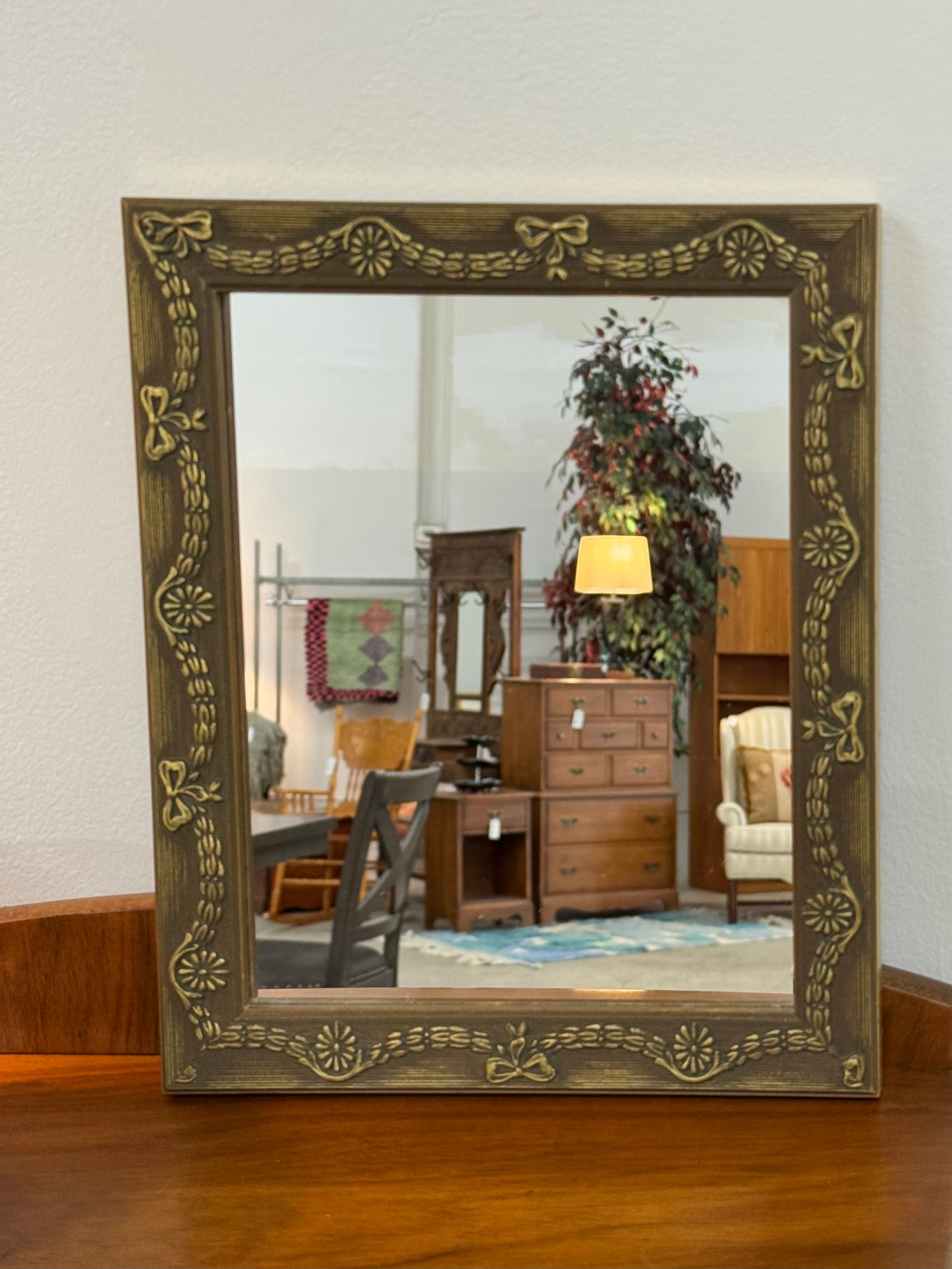 Bows & Swags Antique Gold Small Mirror