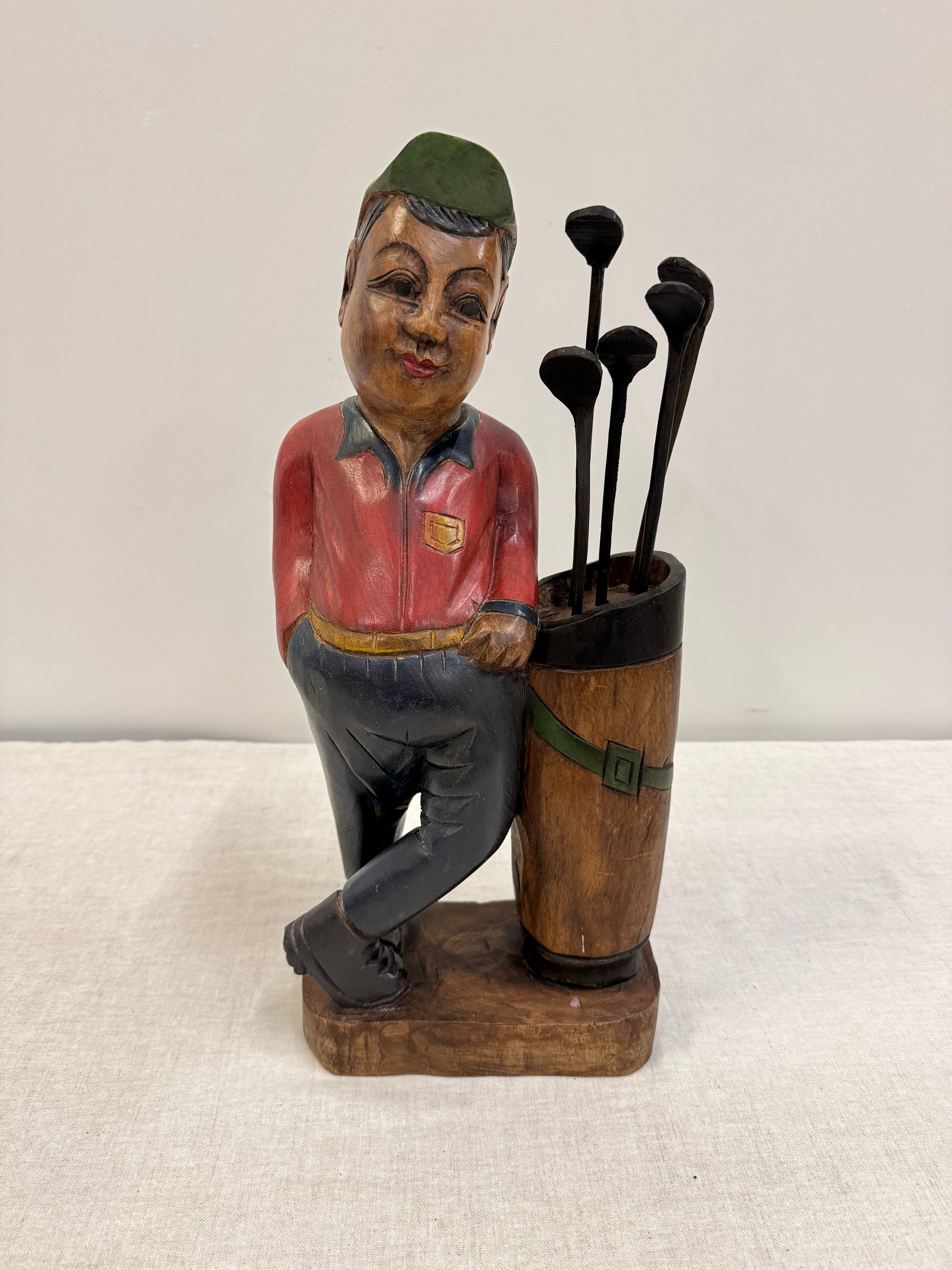 Hand-carved Wooden Golfer