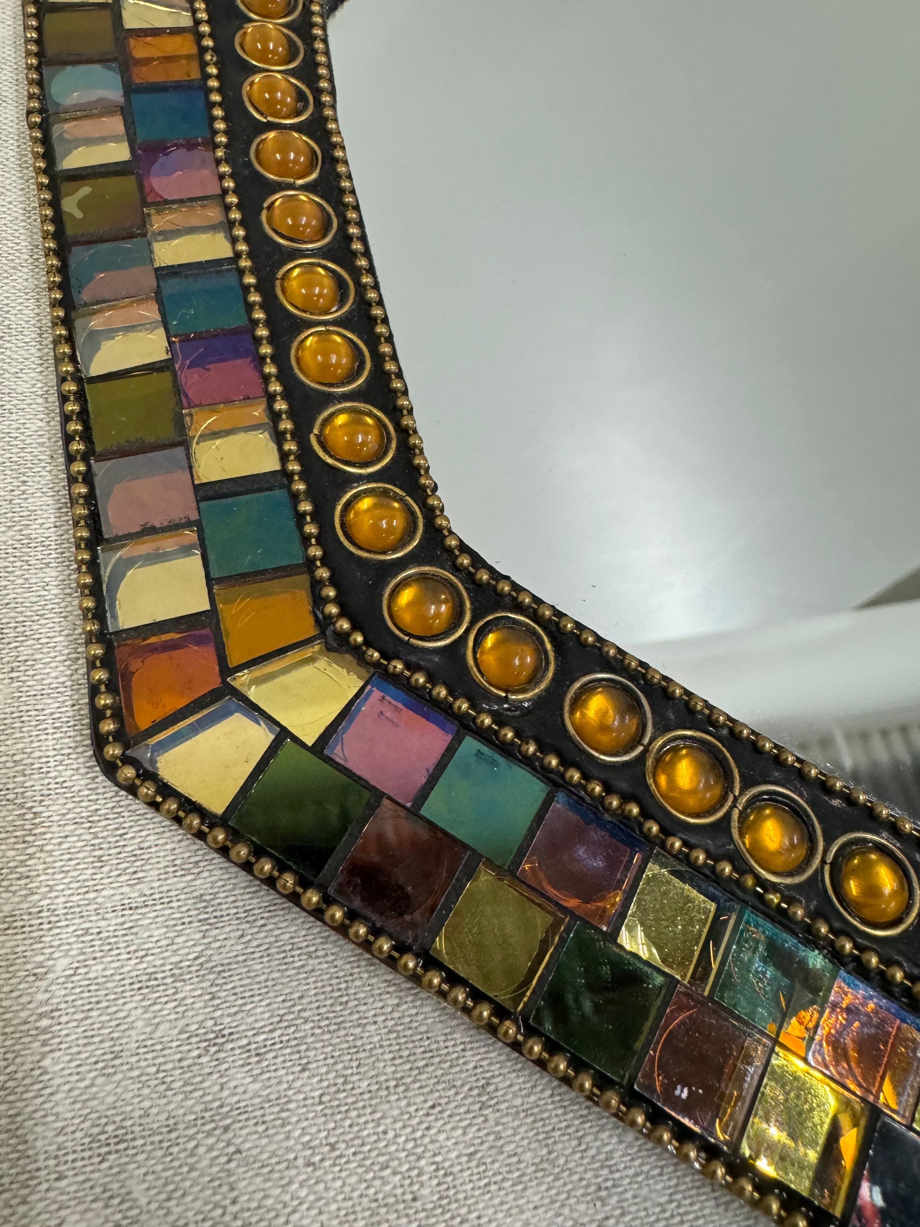 Vintage PARTYLITE Hexagonal Glass Mosaic Mirror/Candle Tray