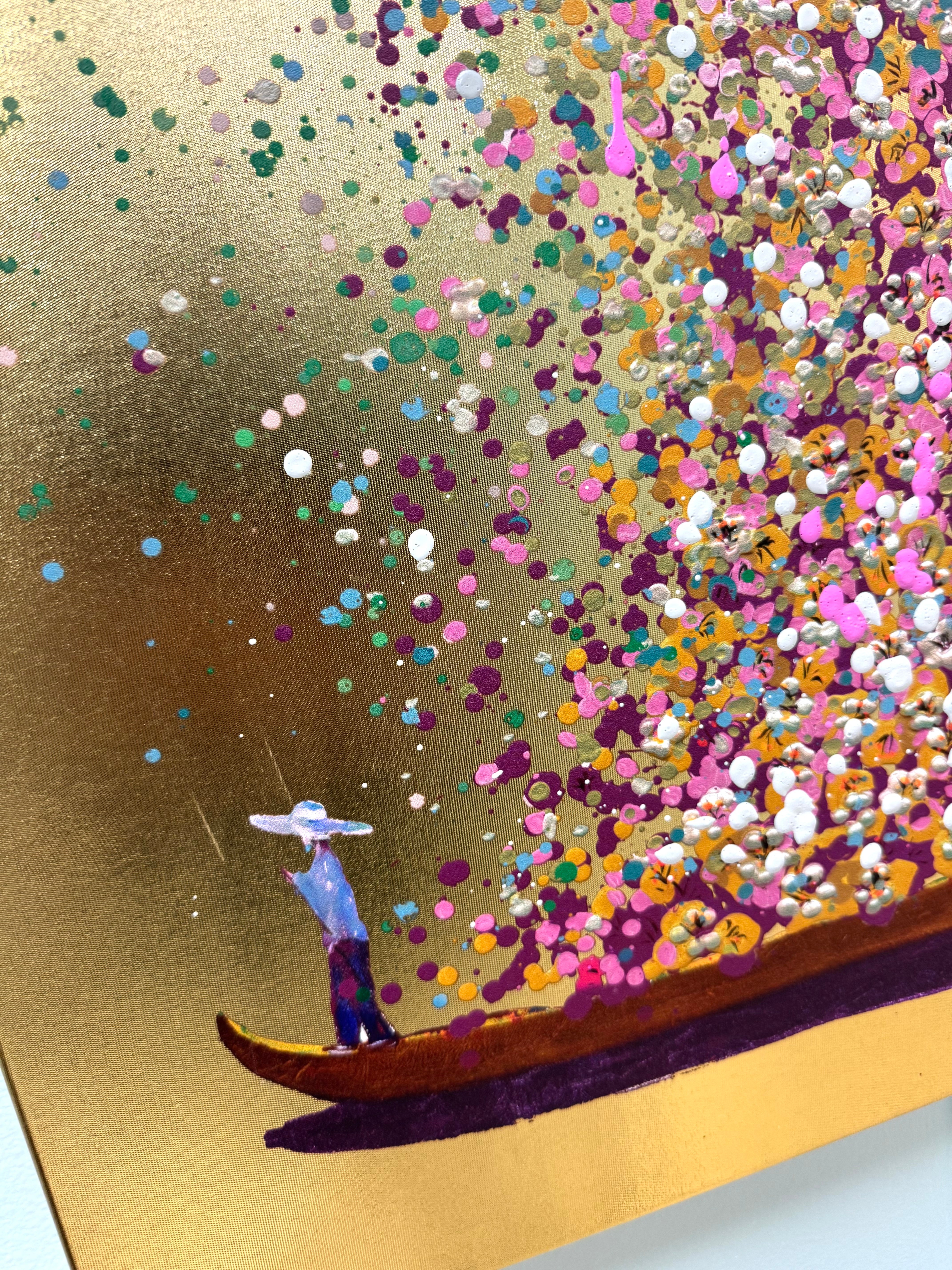 Gold Flower Boat Canvas Art