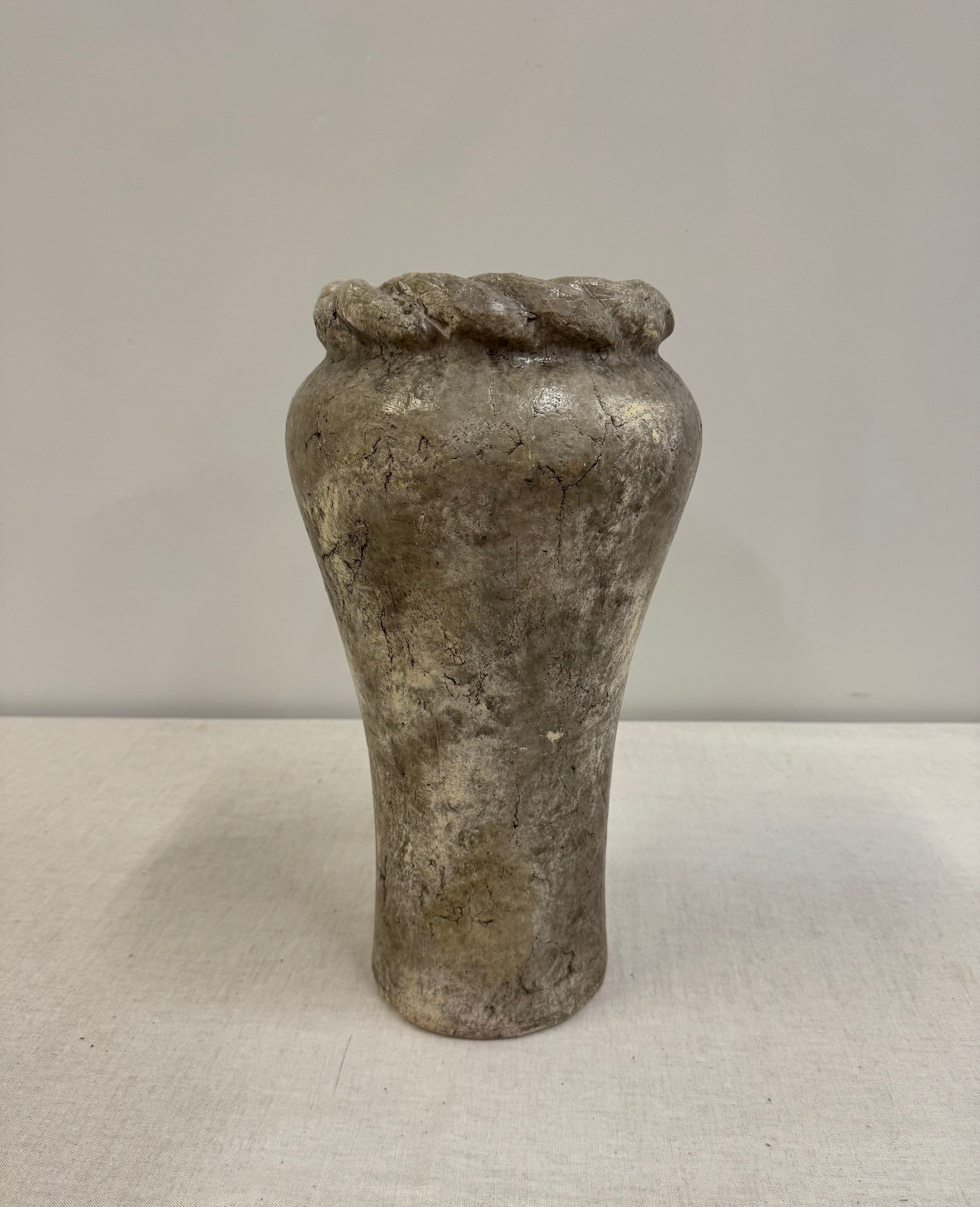 Concrete 17" Vase with Rope Edge