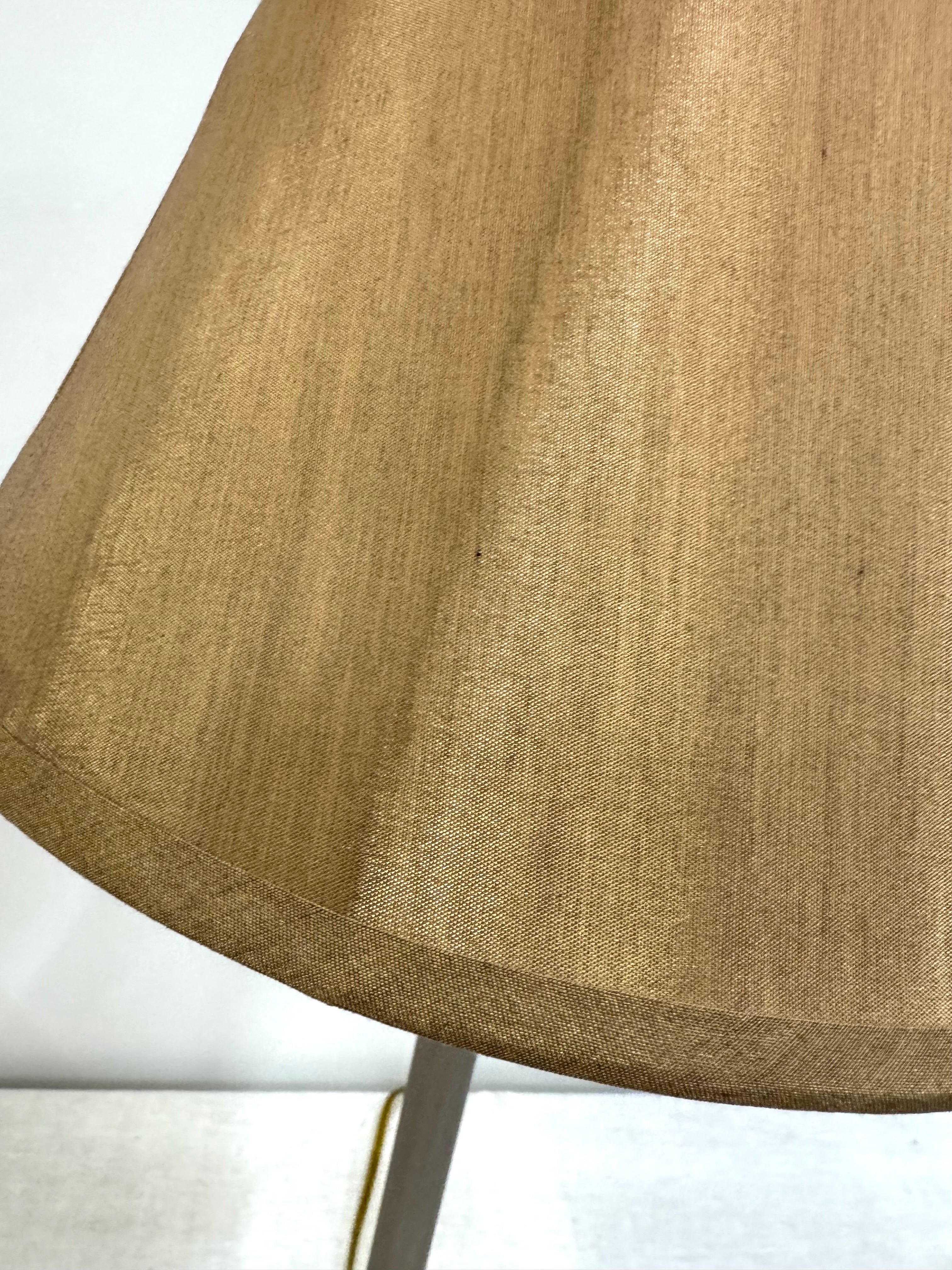 Matte Silver Lamp with Gold Silk Shade