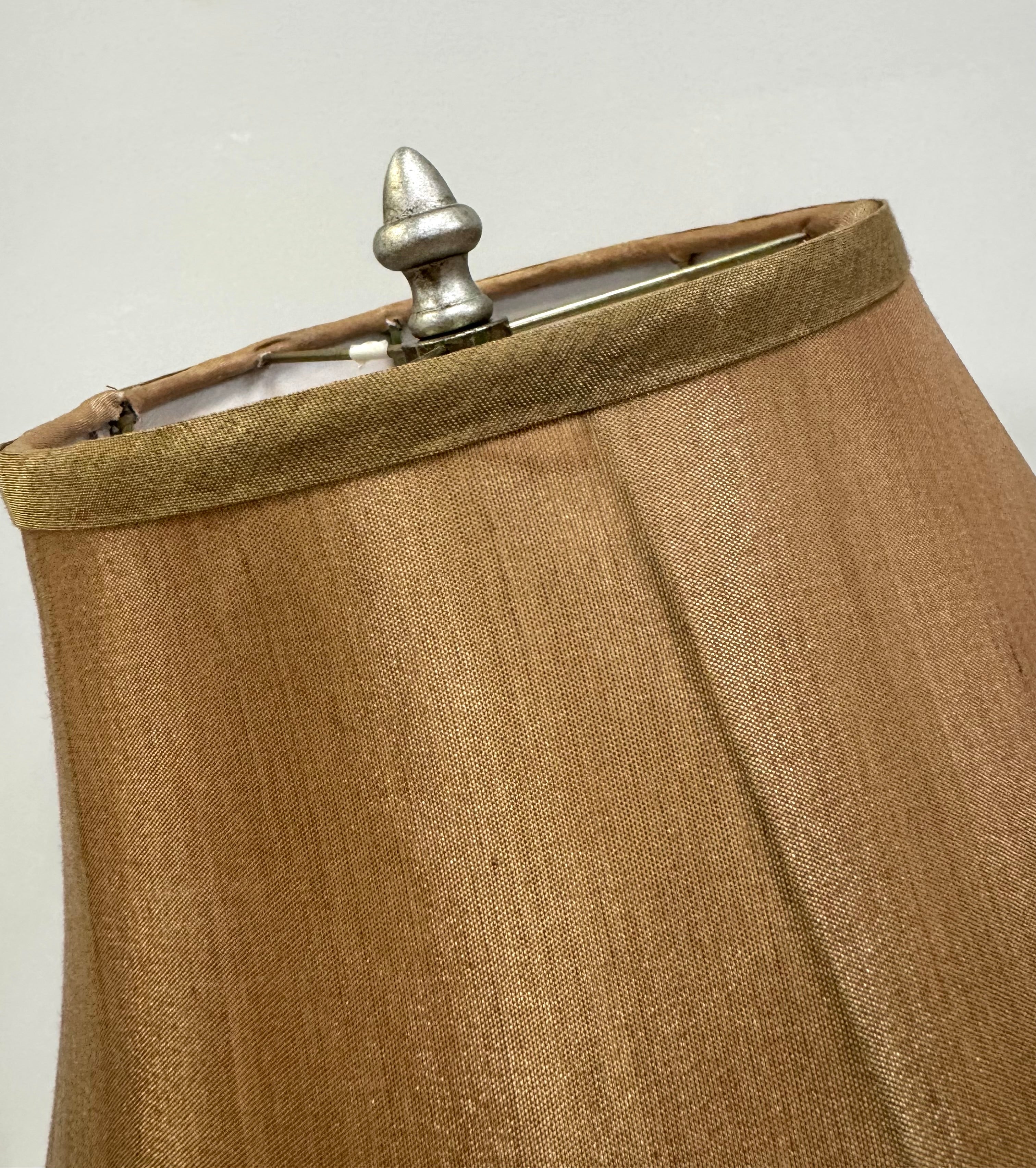 Matte Silver Lamp with Gold Silk Shade