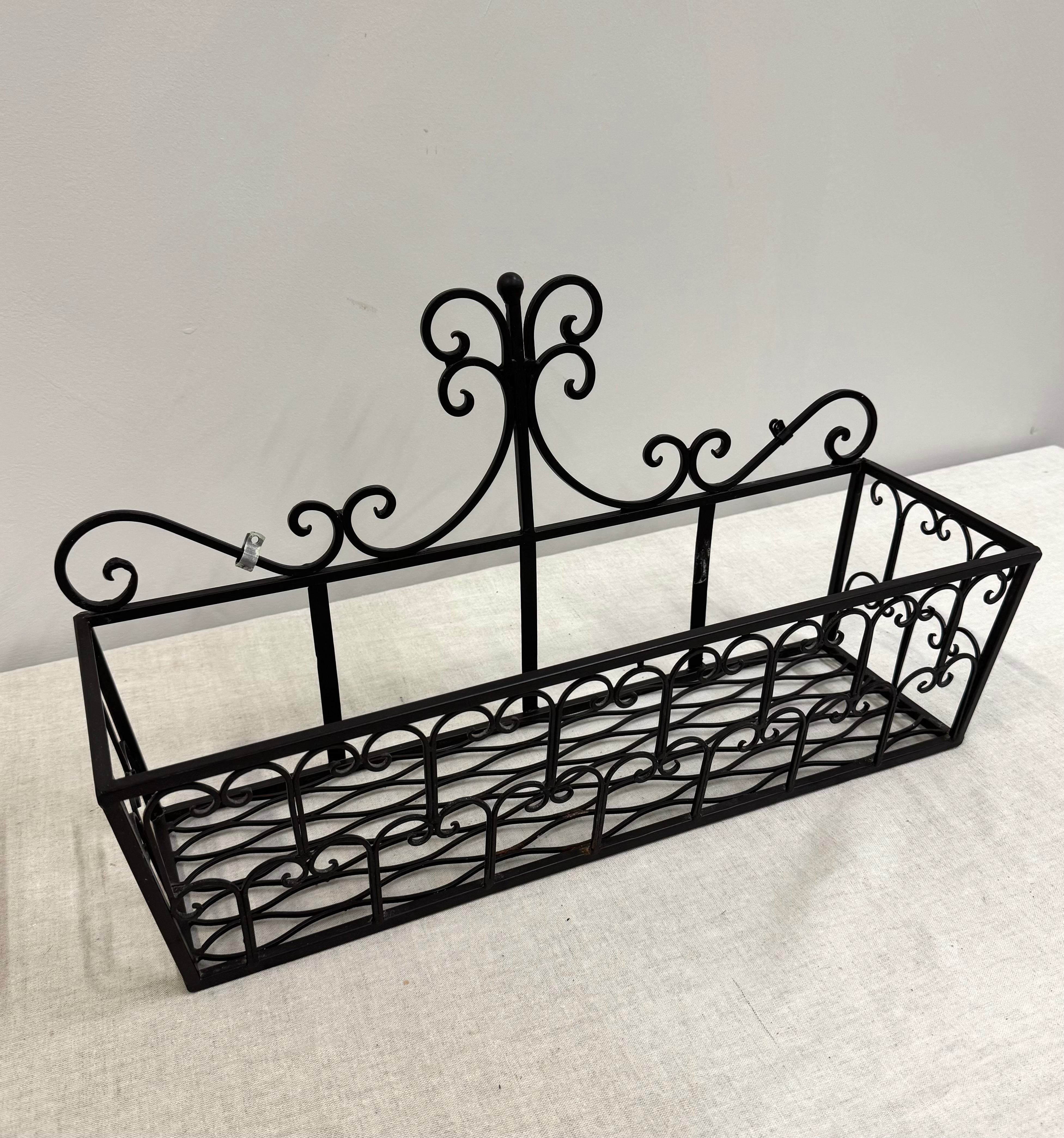 Black Scroll Metal Planter