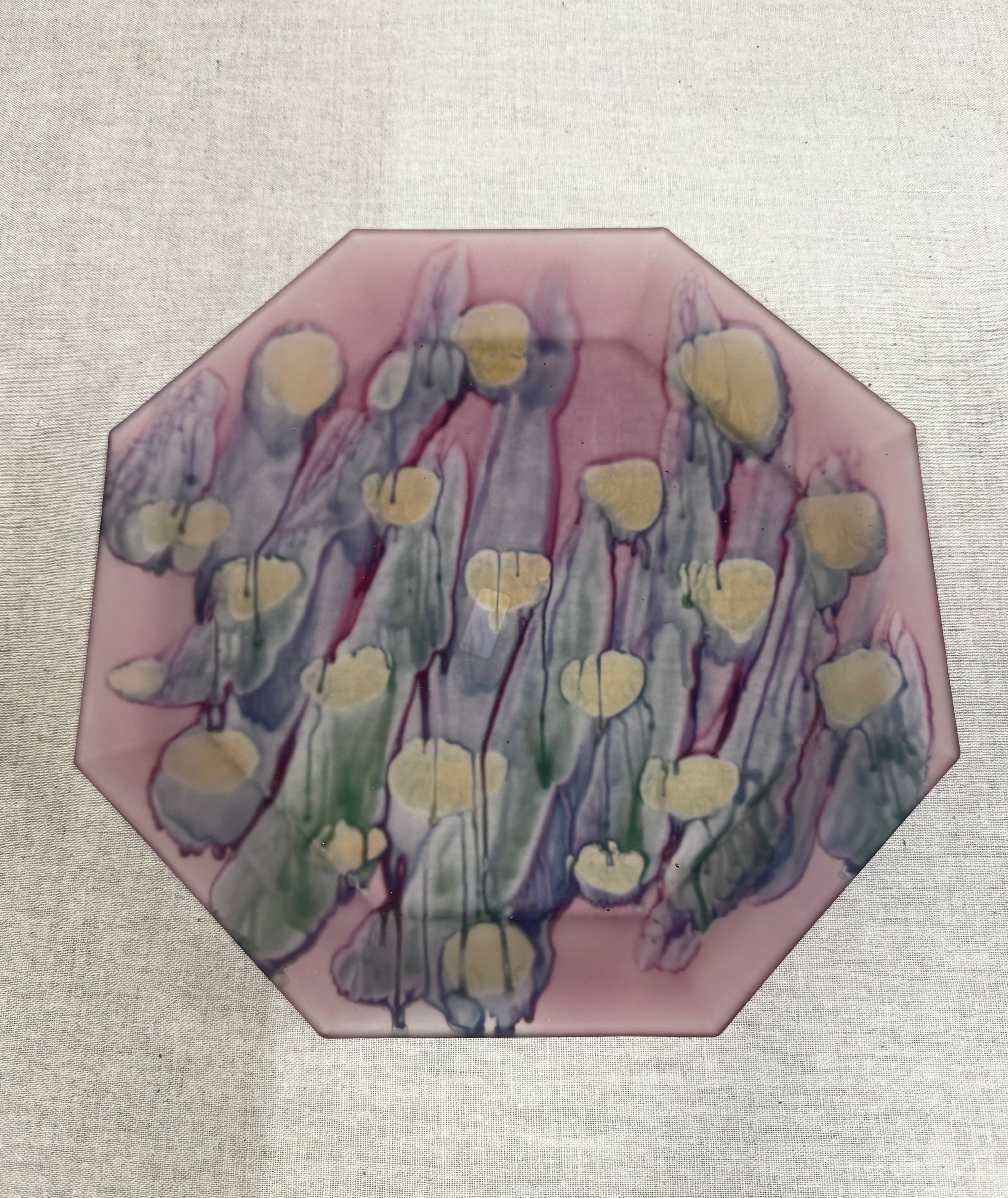 Hand-painted Frosted Glass Octagonal Tray