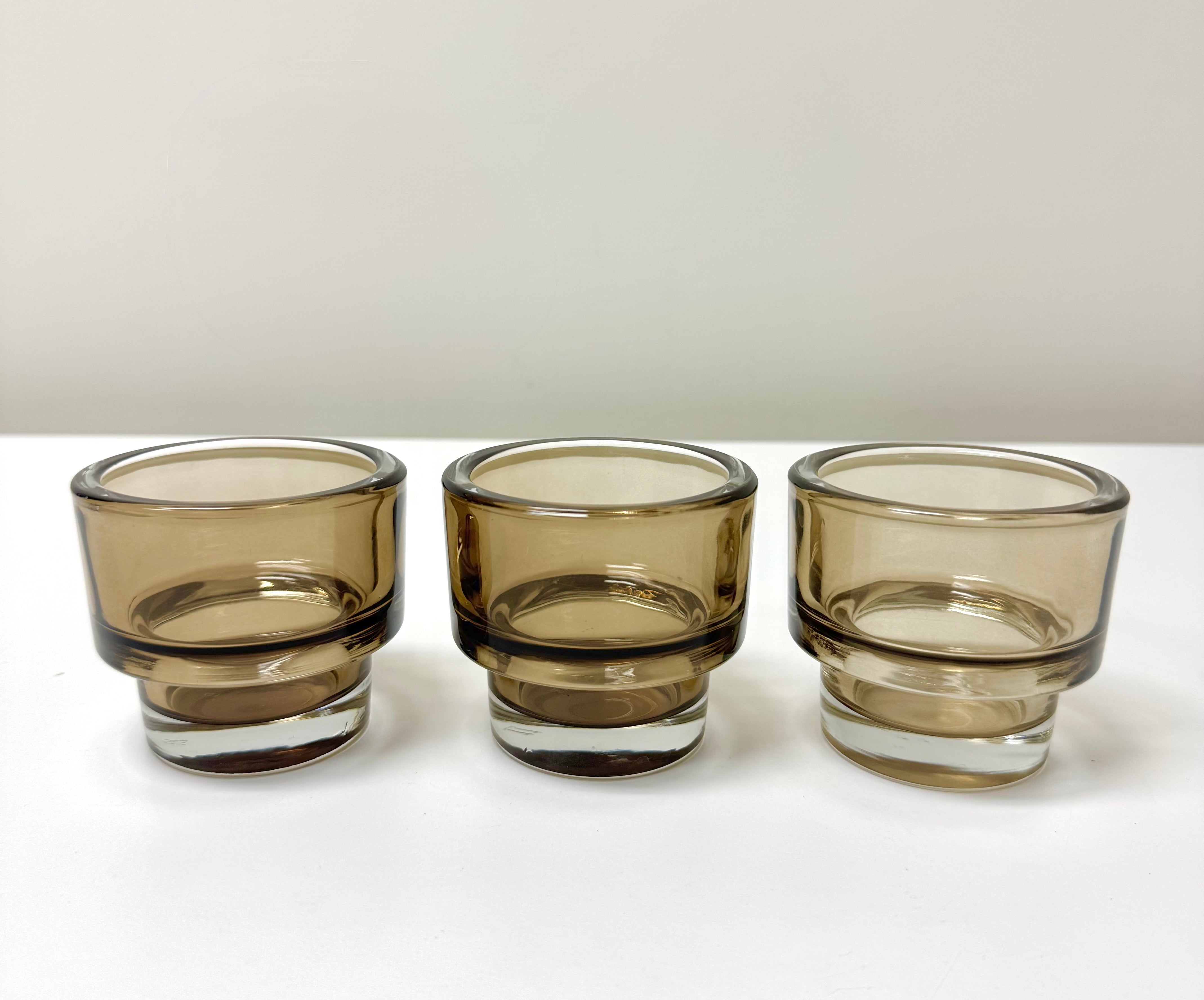 Vintage IKEA Smoked Glass Votive Holders Set of 3
