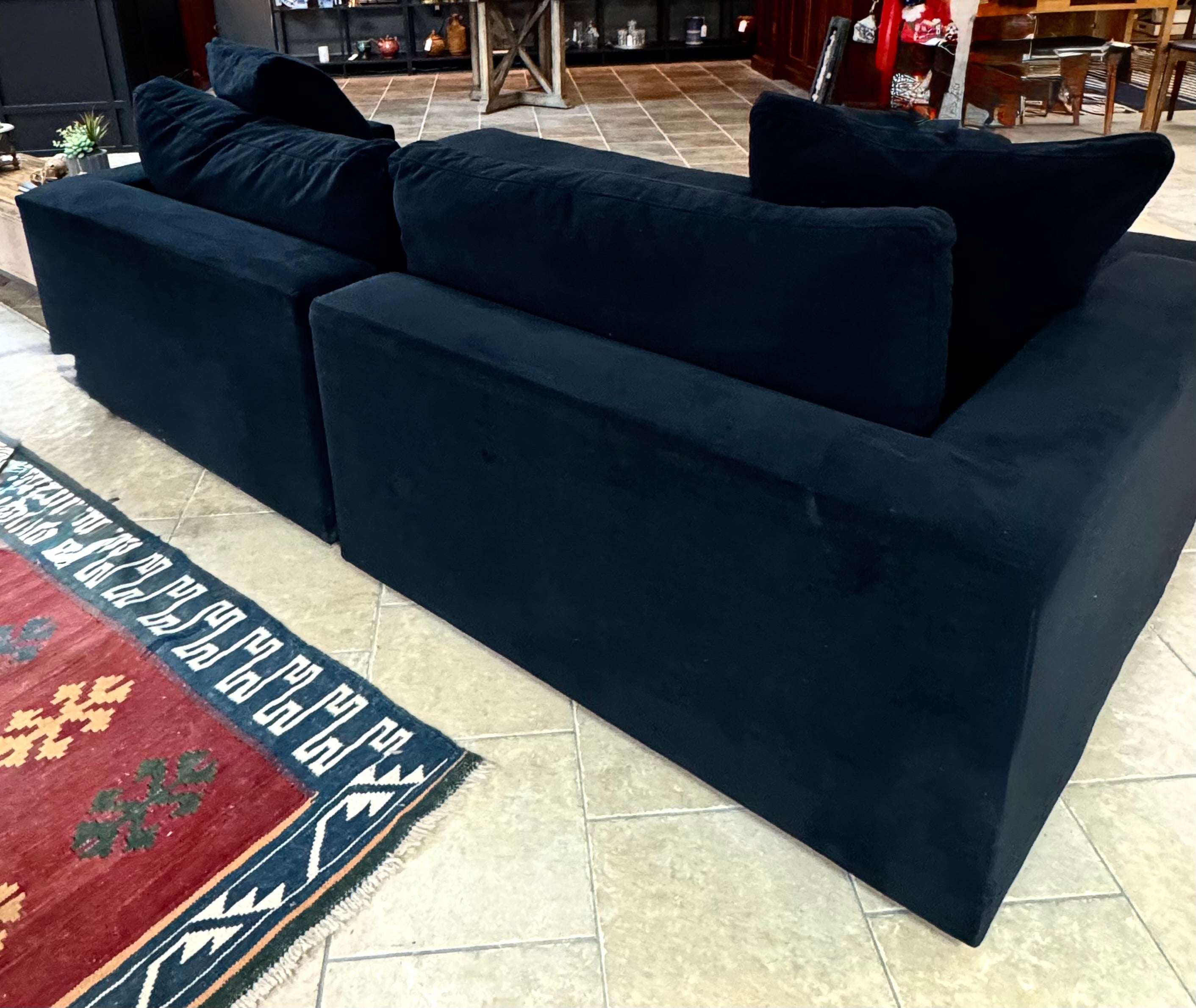 'Cloud' Black Velvet Right Chaise