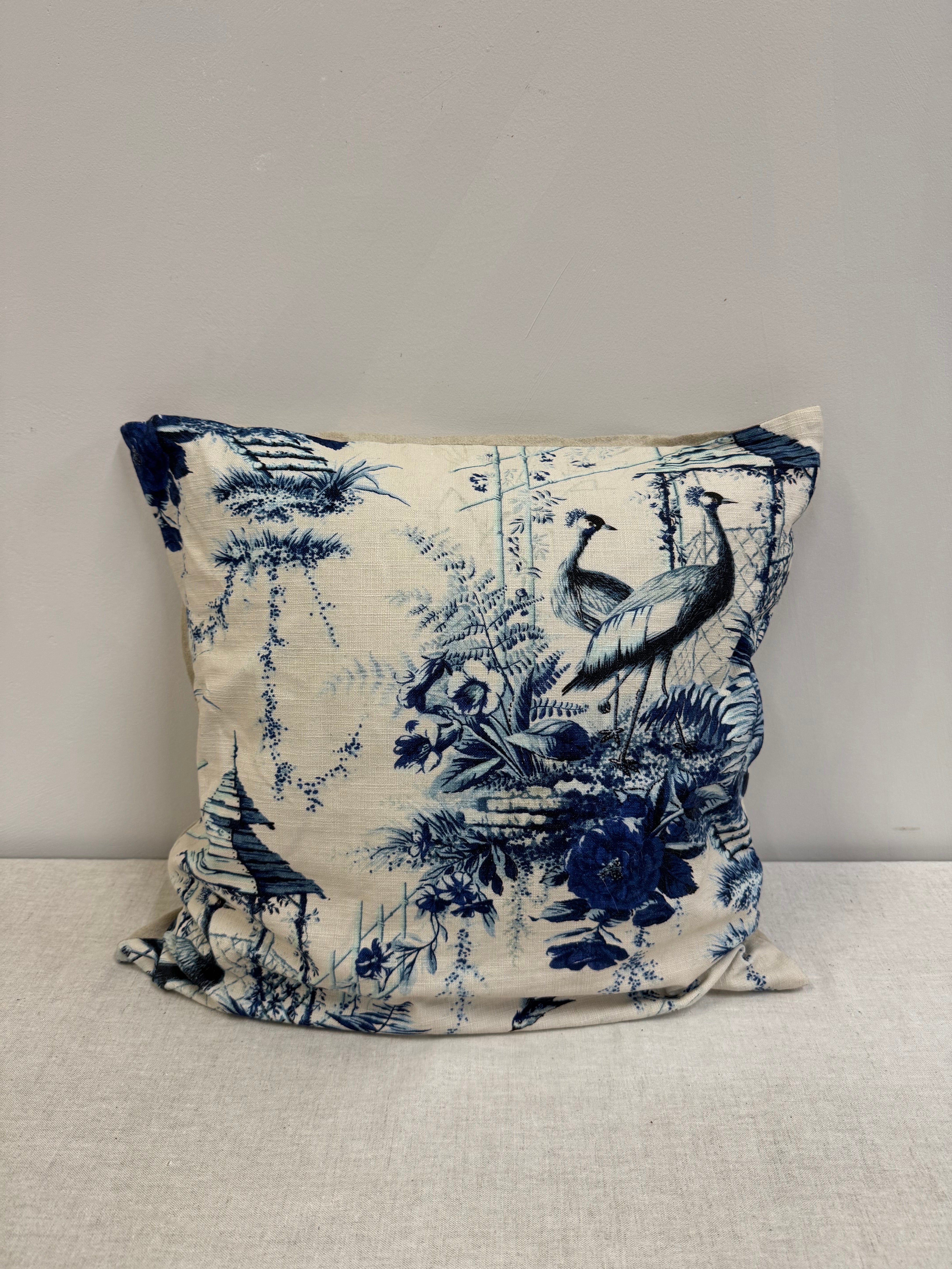 POTTERY BARN 'Ainsley' Blue & Cream Toile 22" Pillow