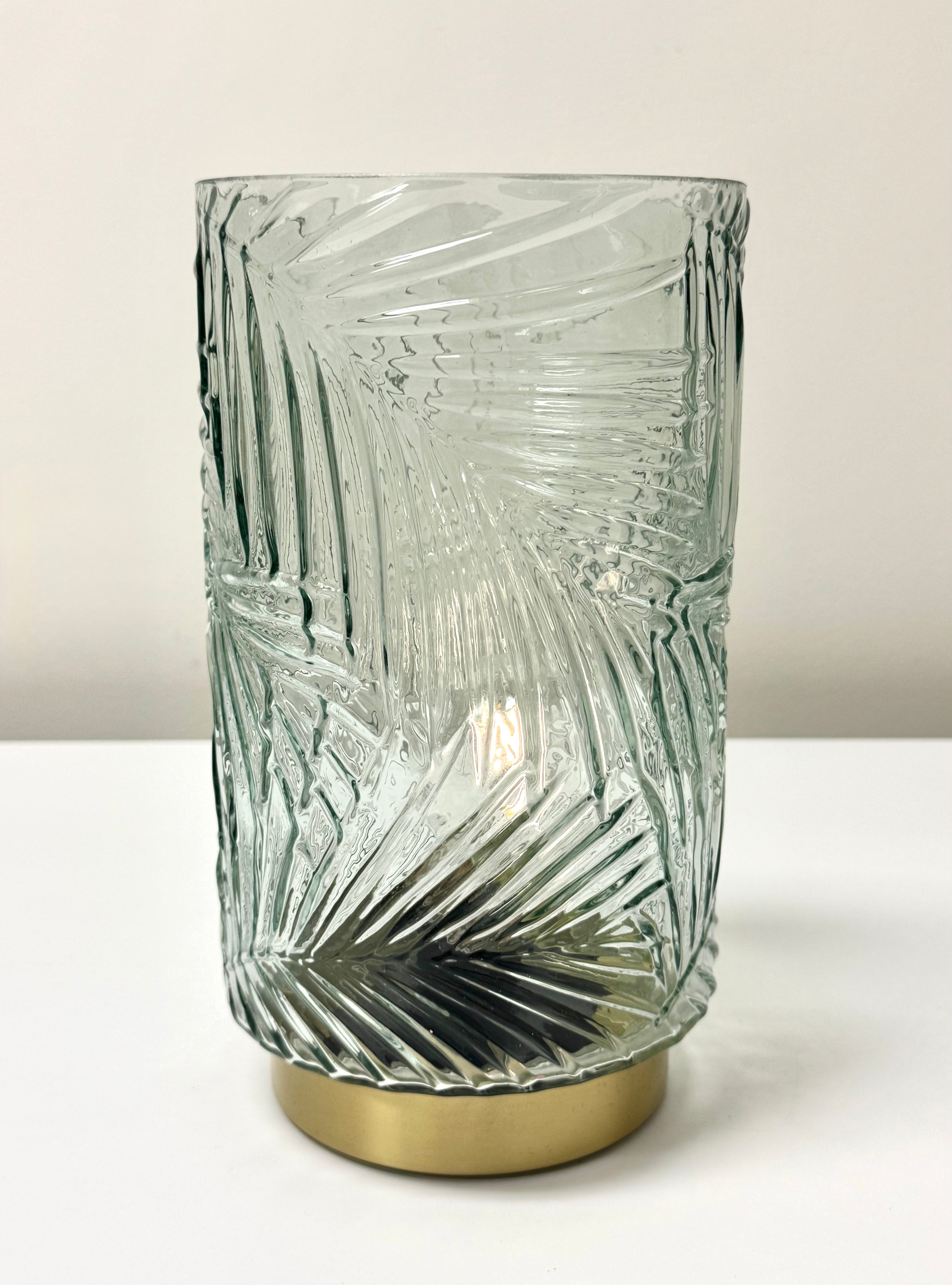 Aqua Seaglass Leaf Battery-operated Lamp