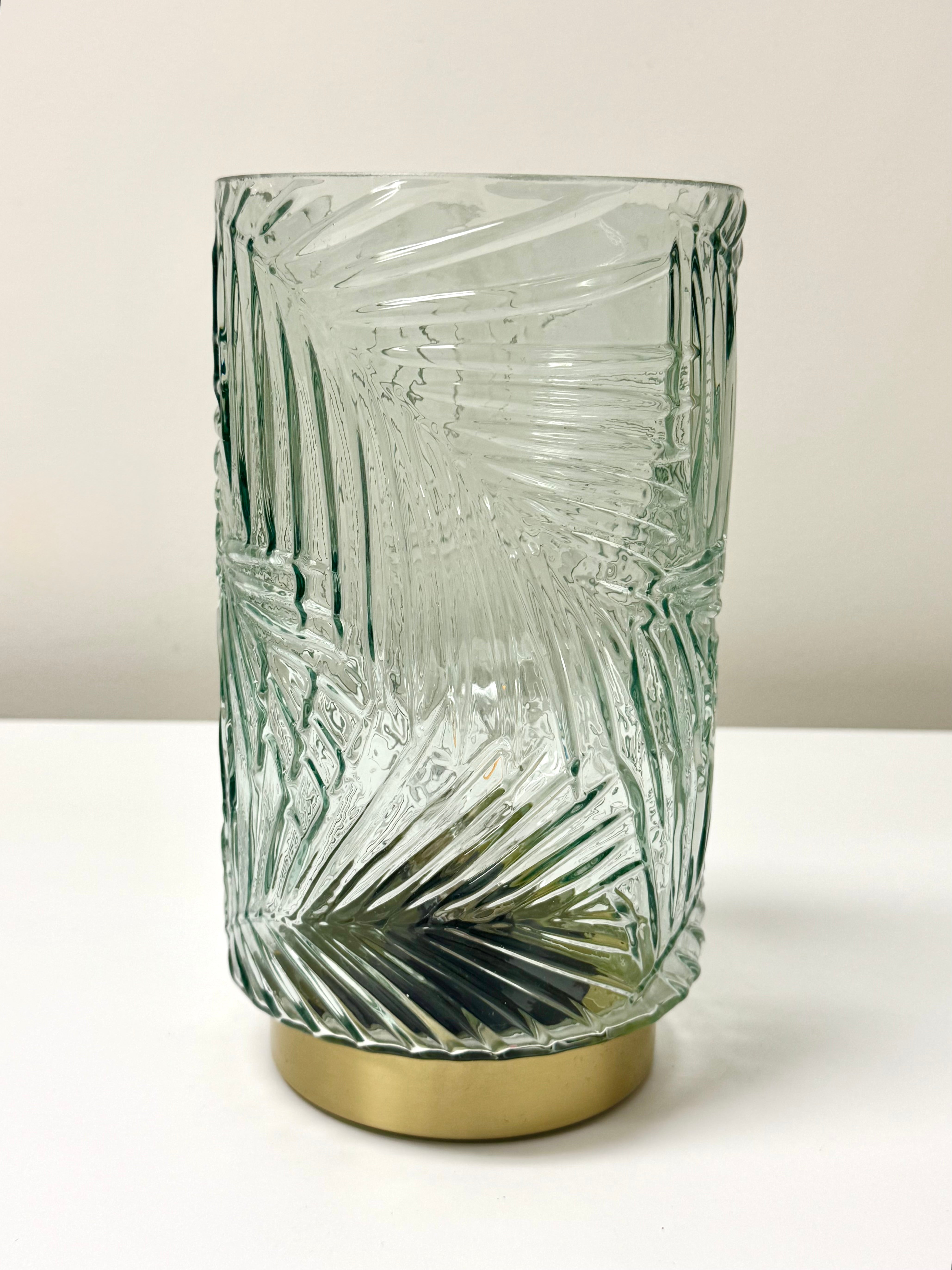 Aqua Seaglass Leaf Battery-operated Lamp