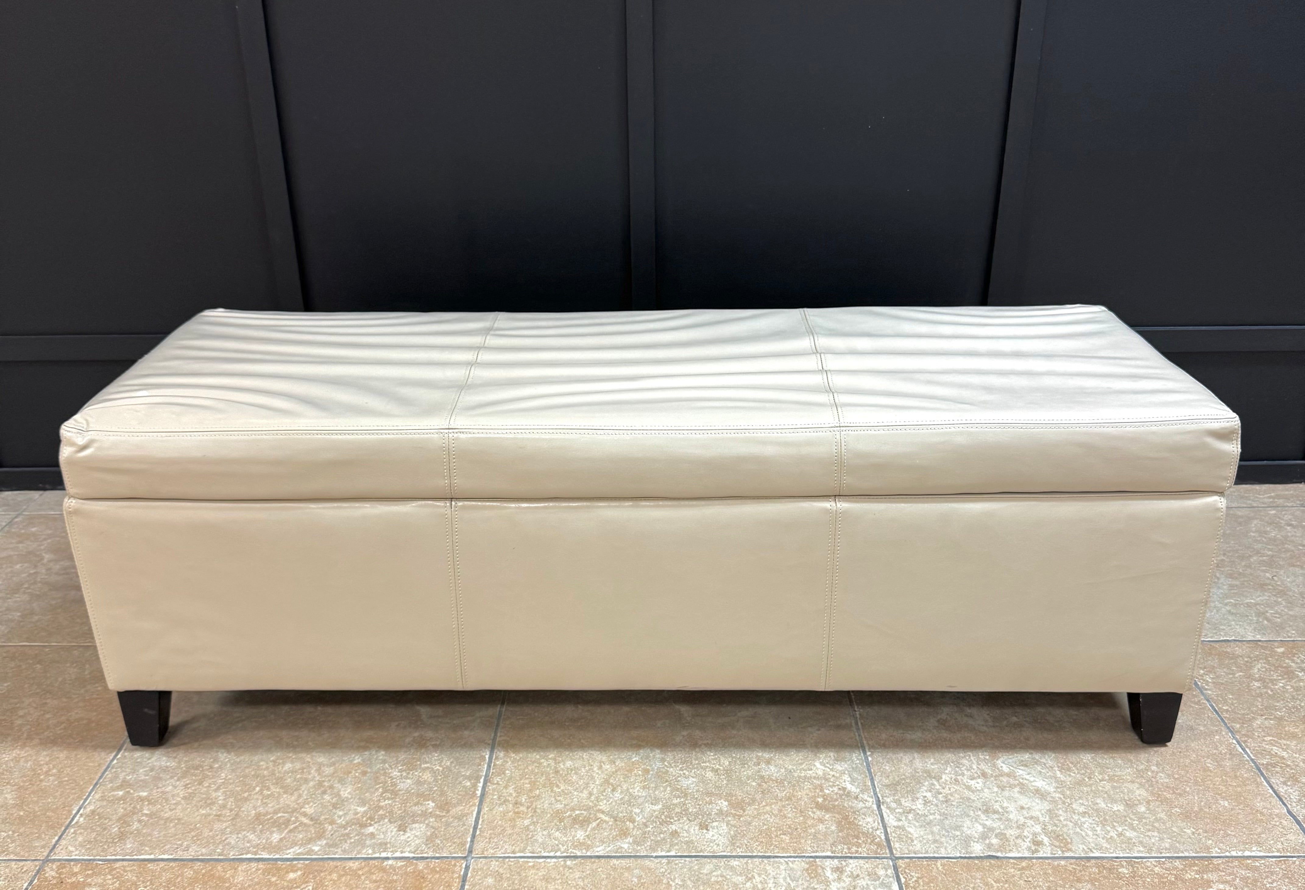 PIER 1 Ivory Faux Leather Storage Bench