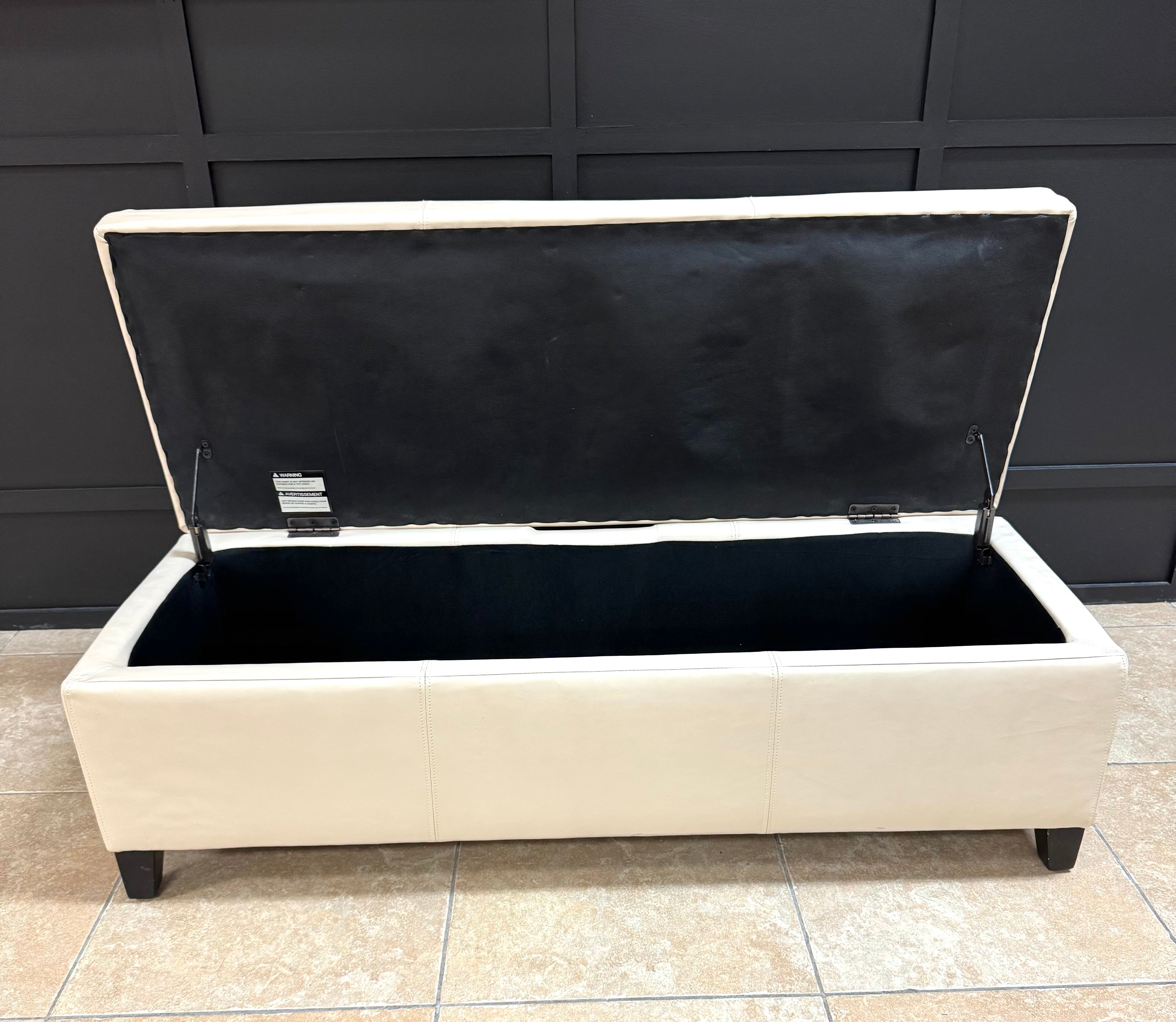 PIER 1 Ivory Faux Leather Storage Bench