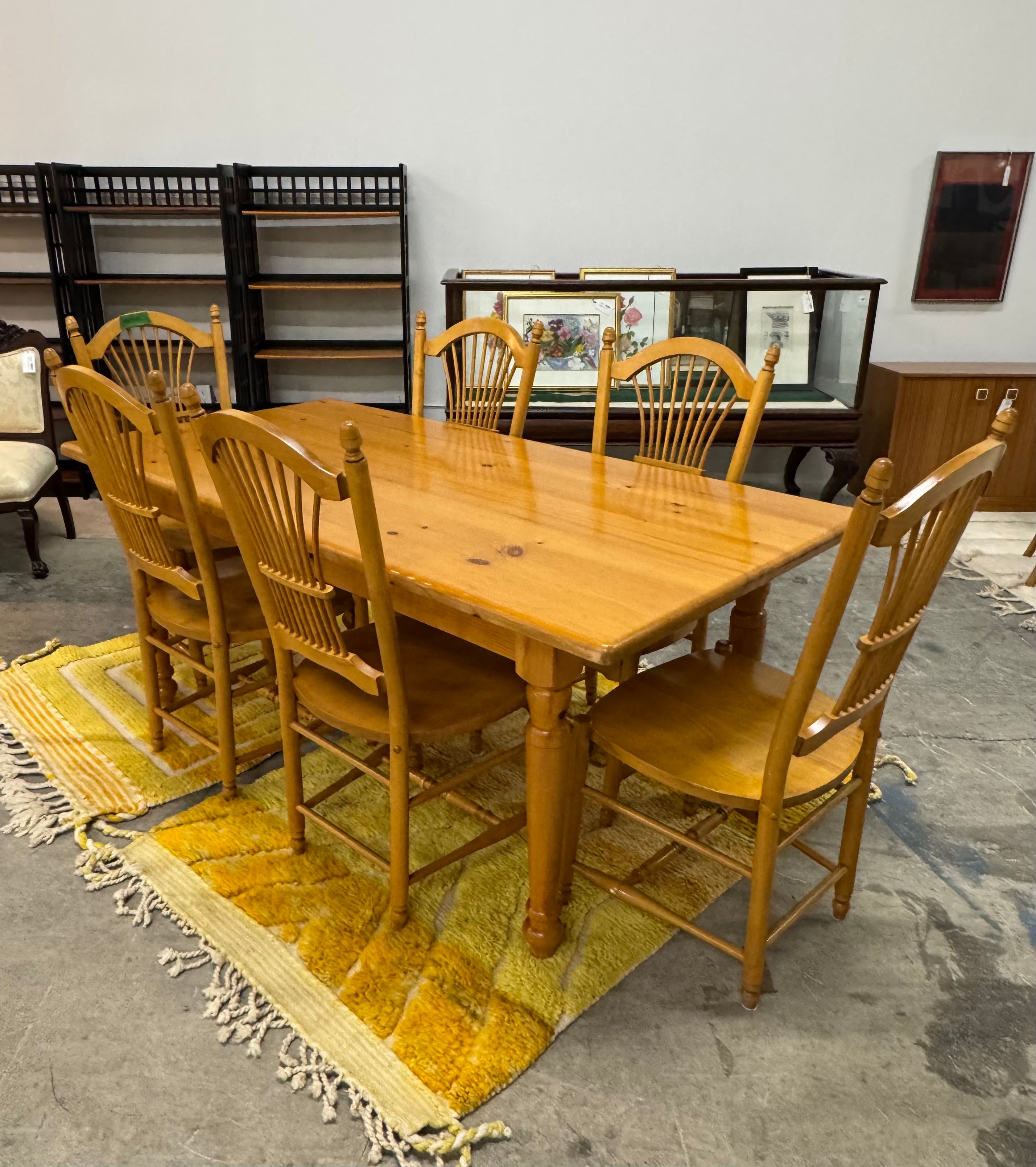 Solid Pine Harvest Table and 6 Chairs