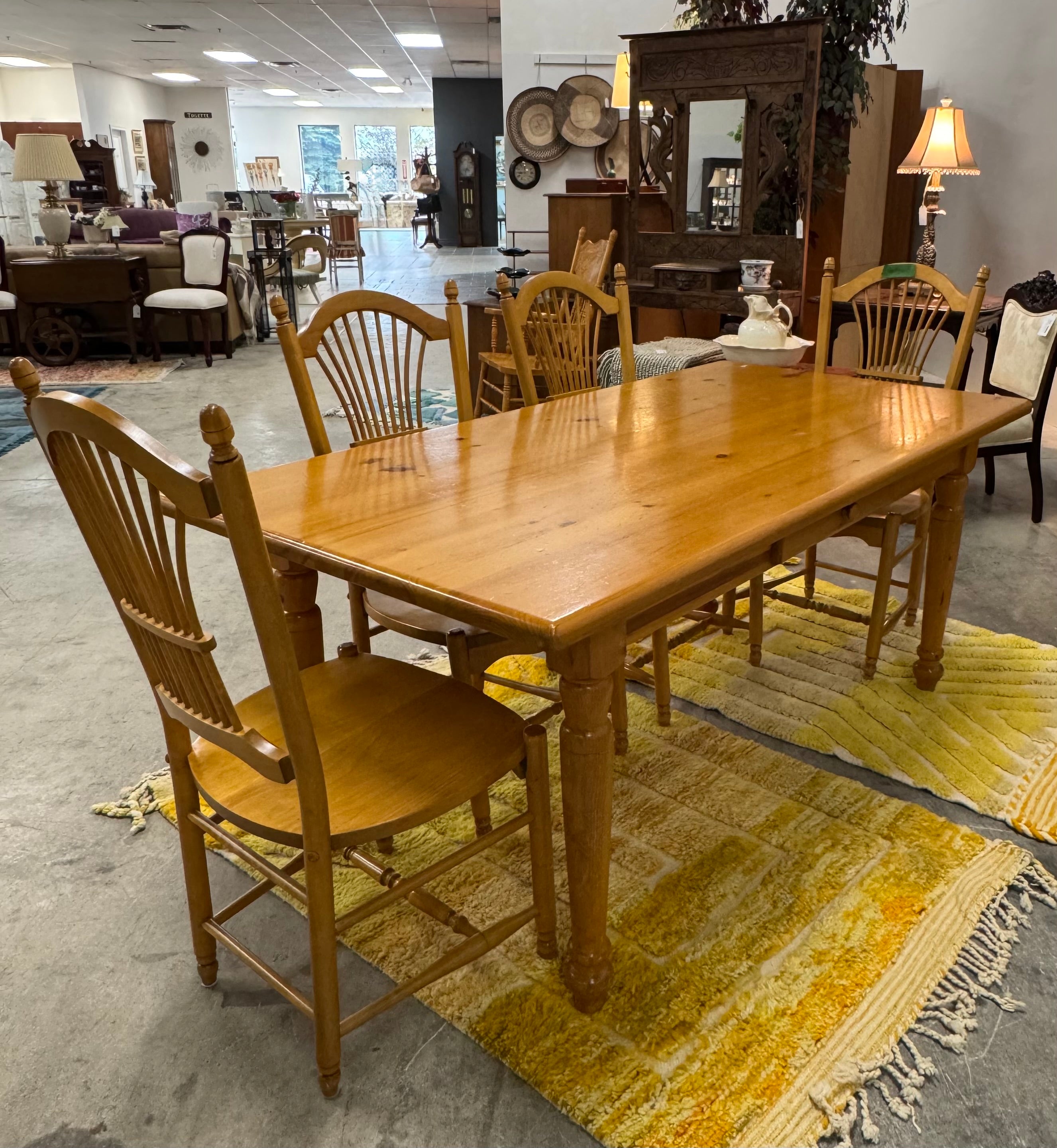 Solid Pine Harvest Table and 6 Chairs