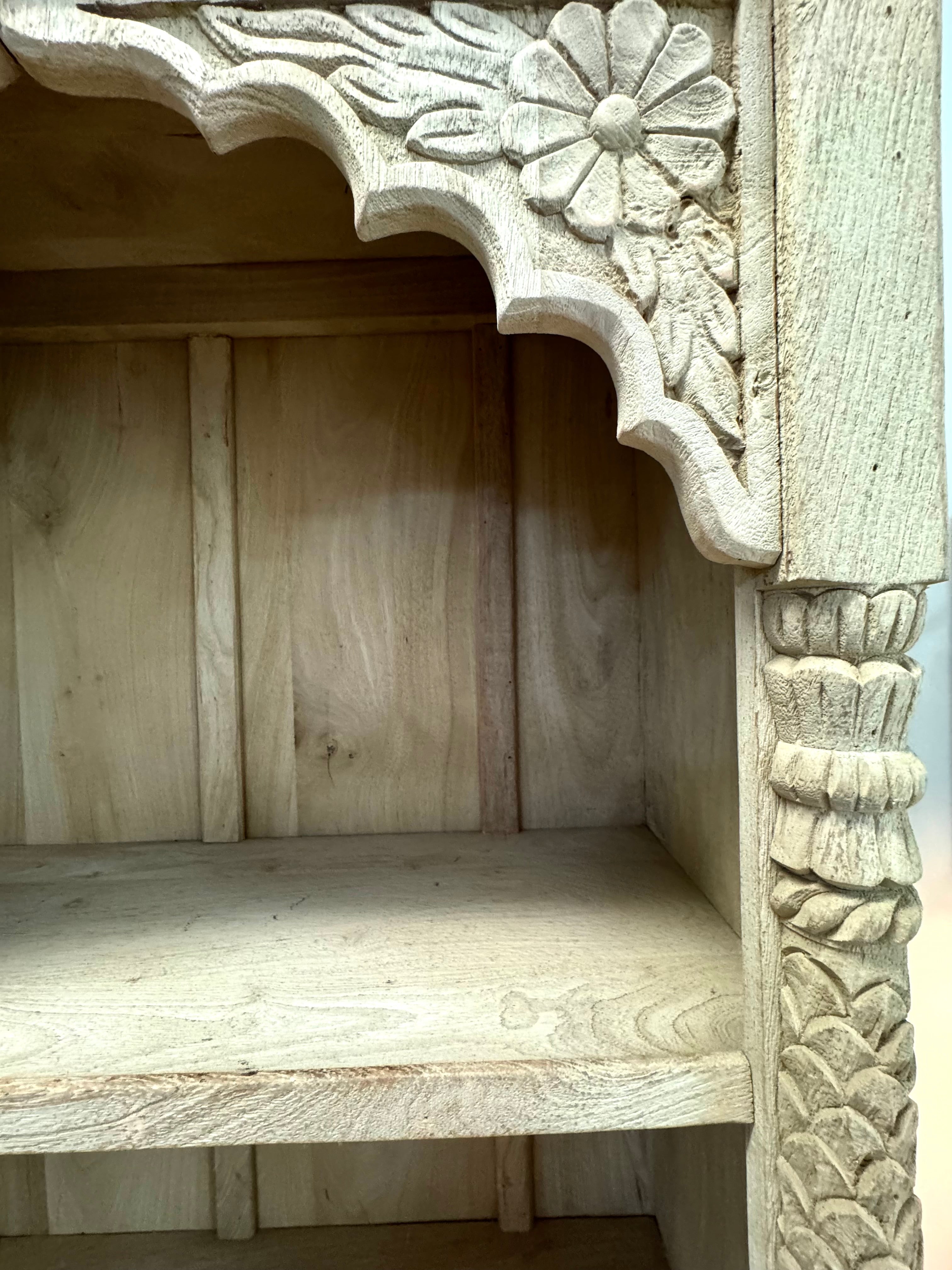 Hand-carved Natural Wood Shelf