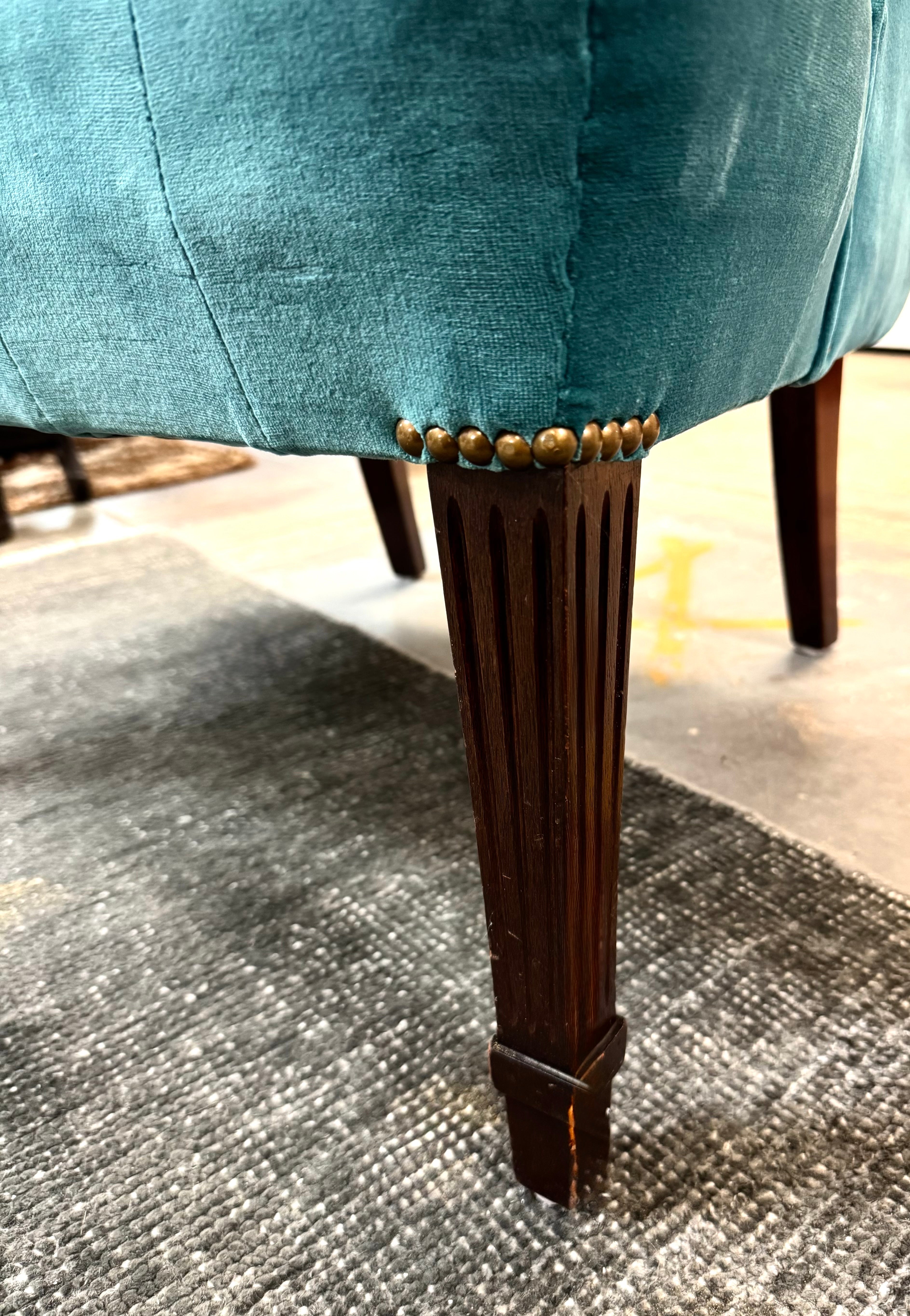 Vintage Teal Velvet Chair