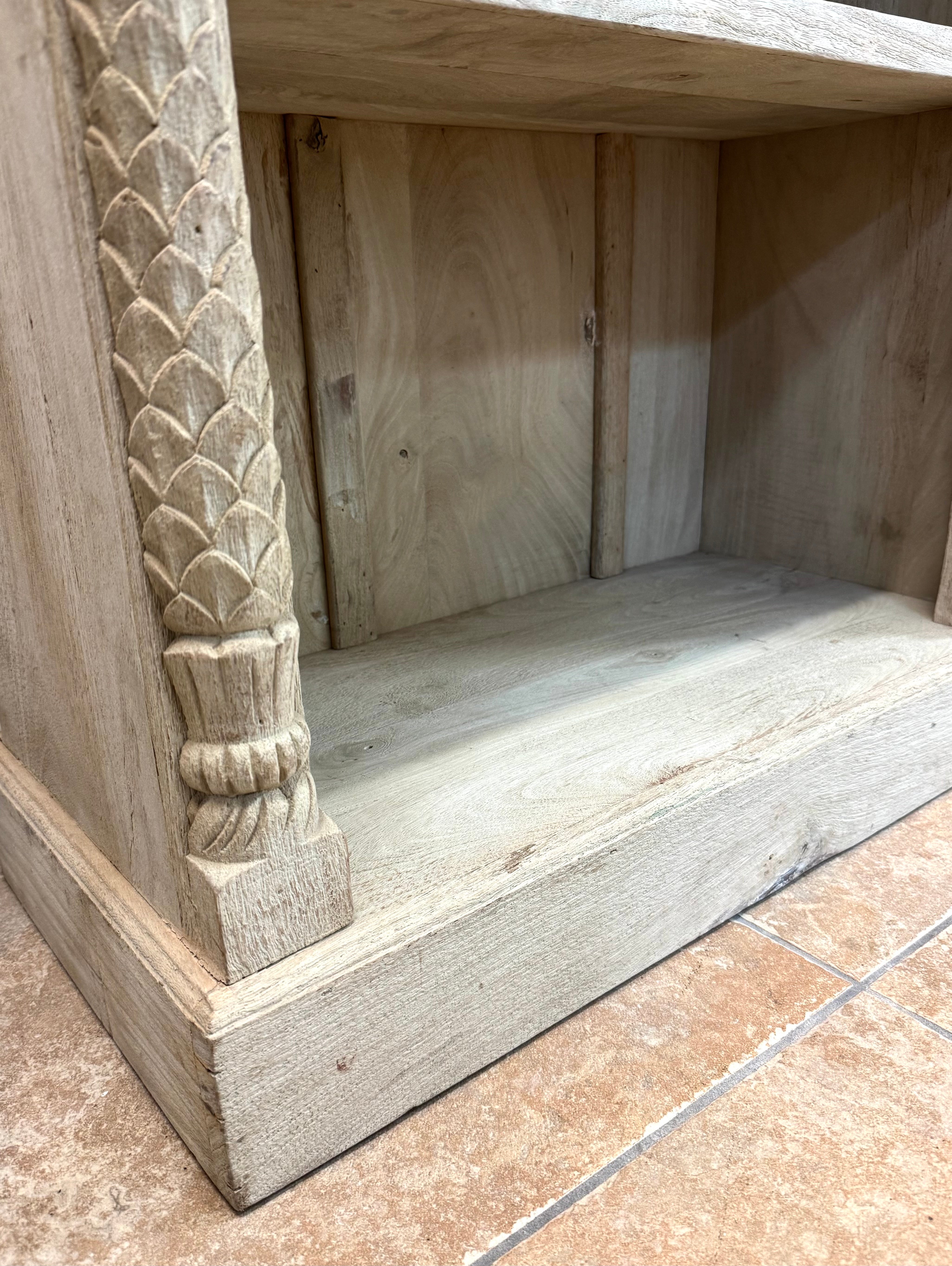Hand-carved Natural Wood Shelf