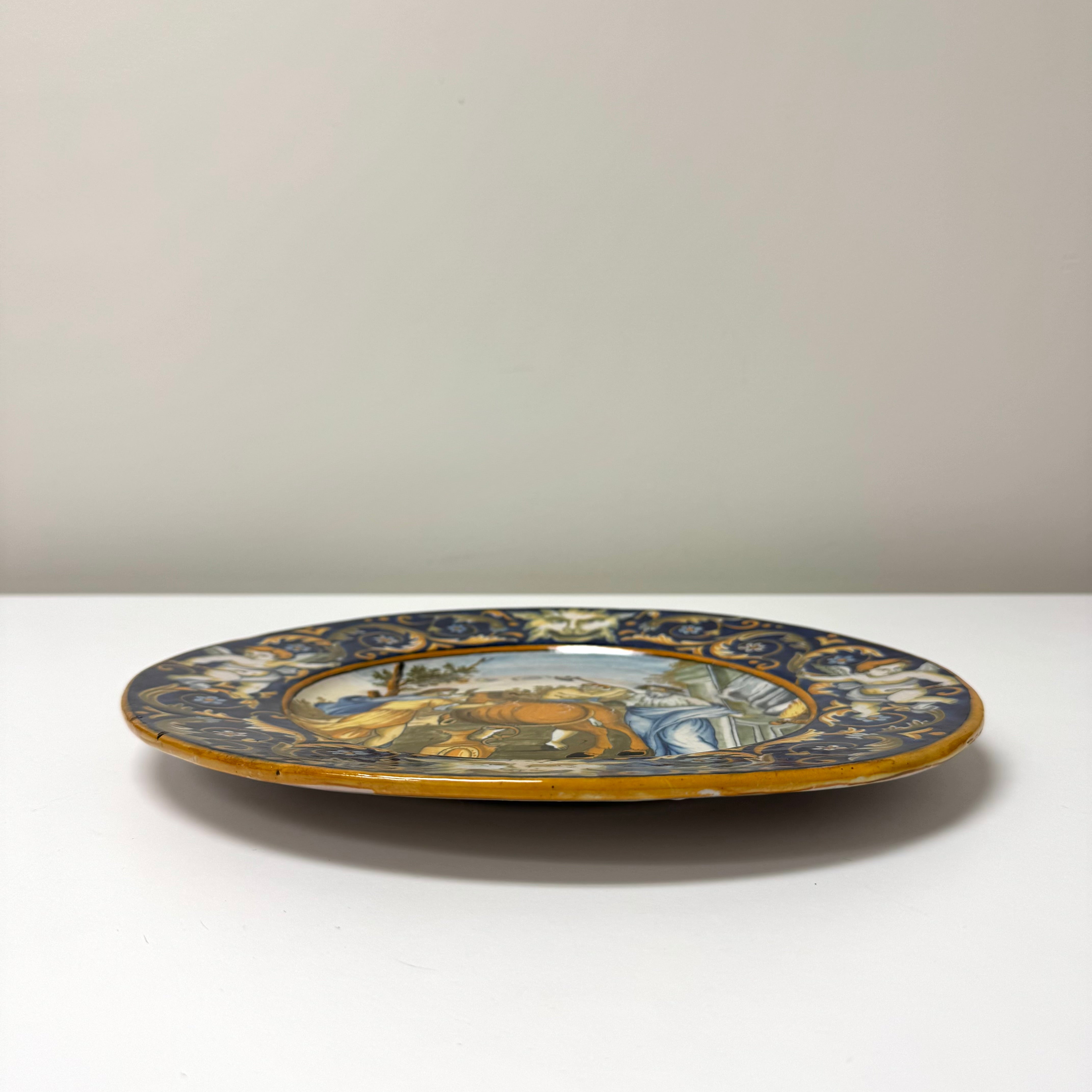 Antique Italian Majolica 13" Plate (Signed)
