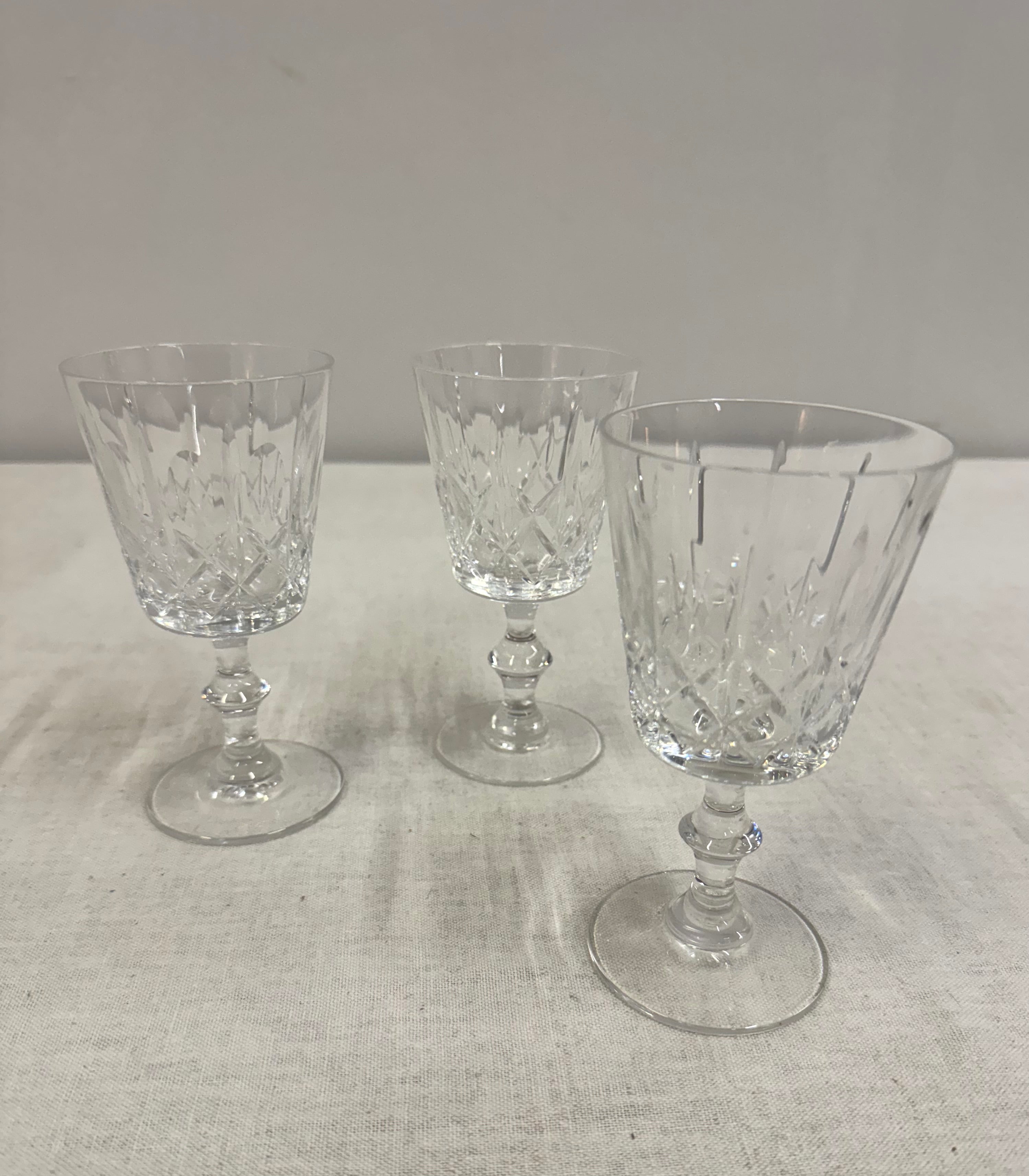 Olive and Cross Crystal Claret Wine Glasses Set of 3