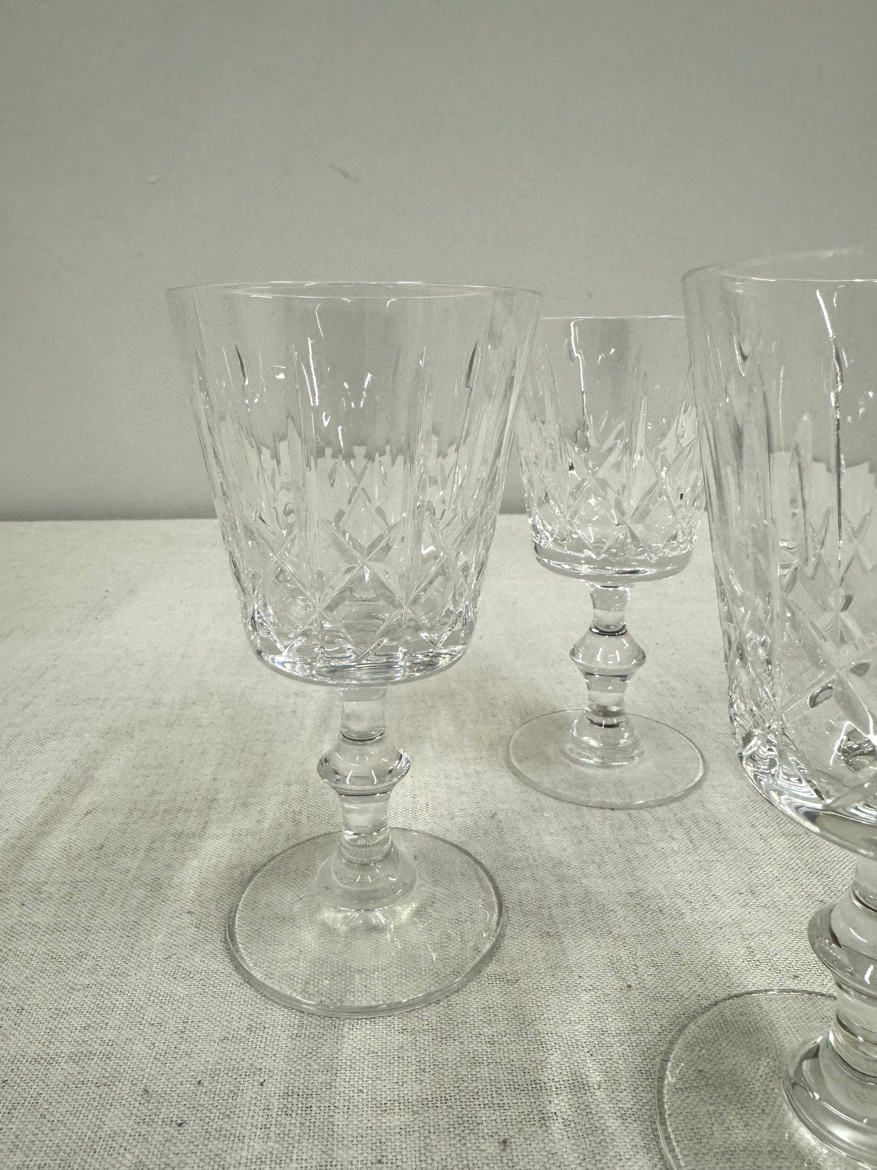 Olive and Cross Crystal Claret Wine Glasses Set of 3