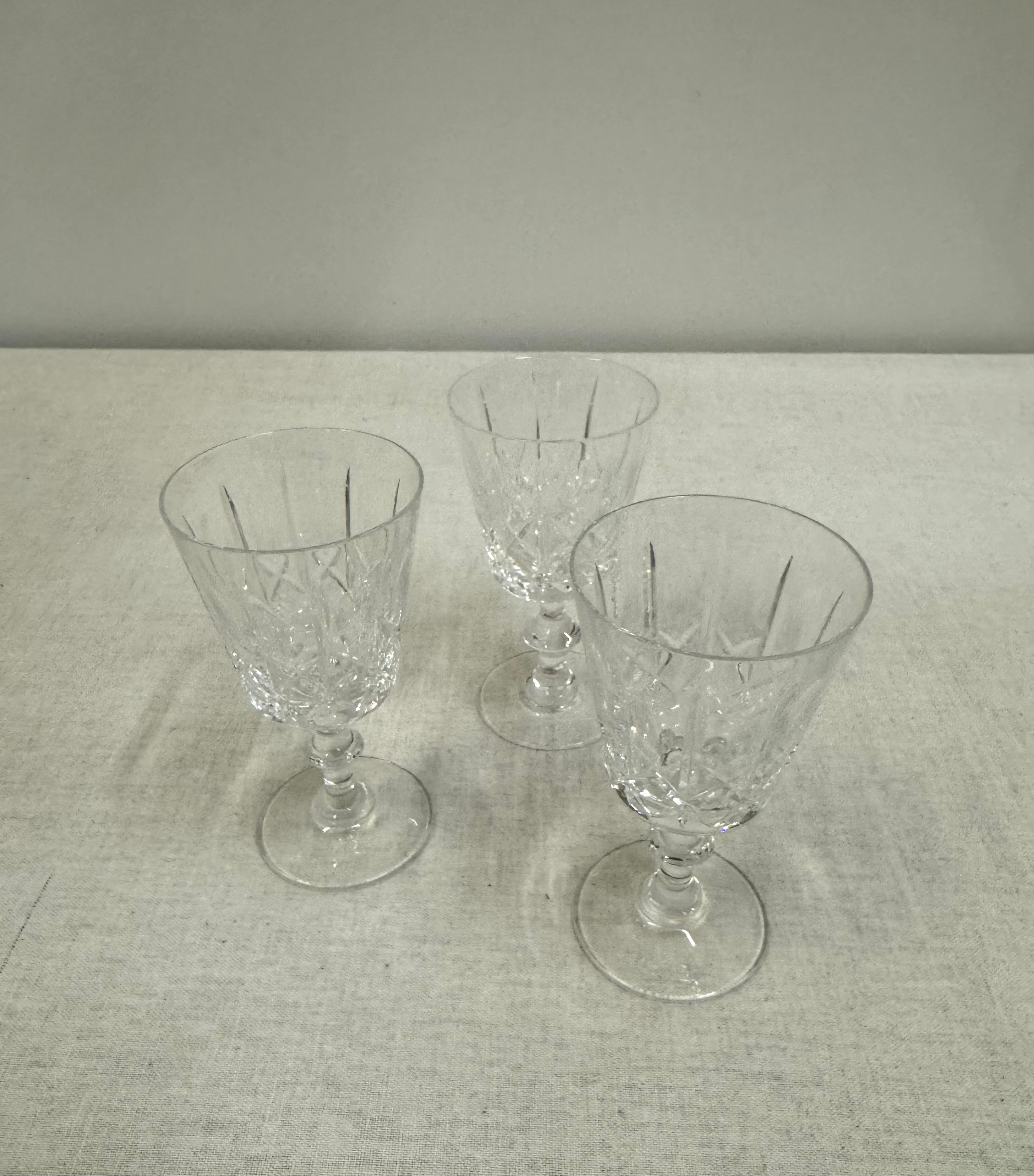 Olive and Cross Crystal Claret Wine Glasses Set of 3