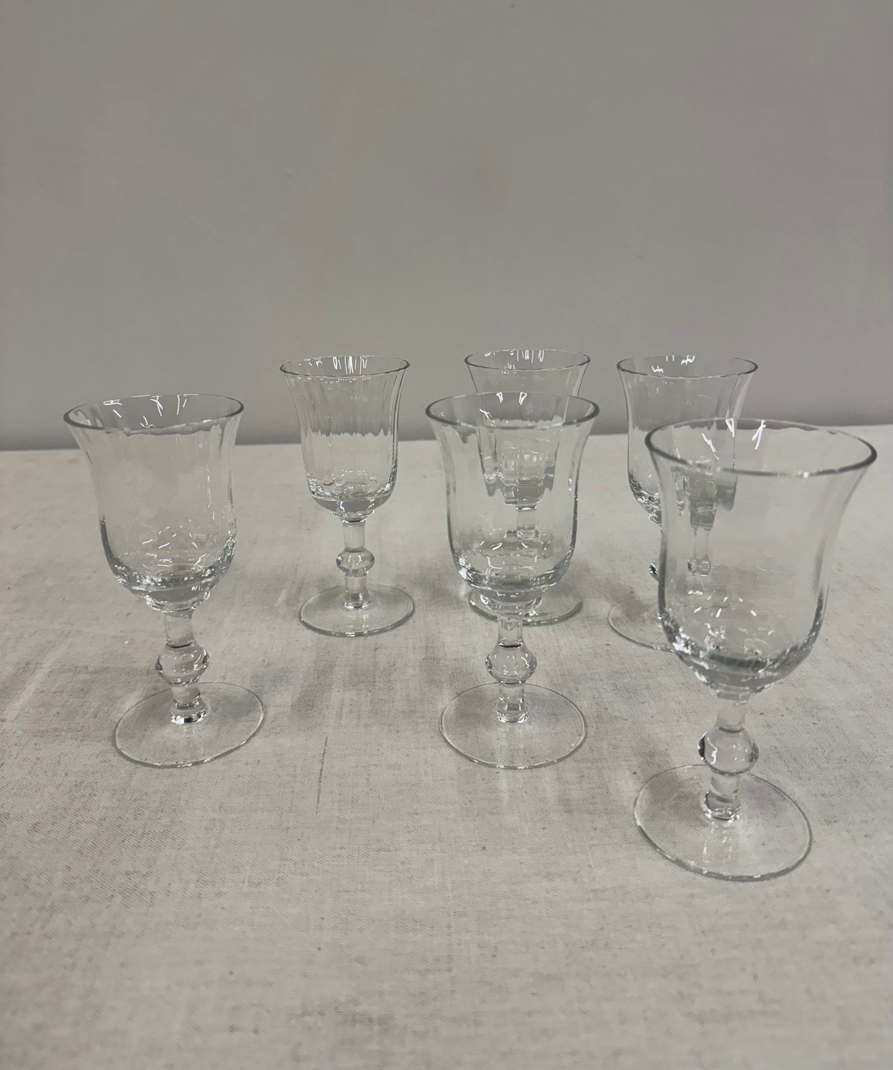 Ribbed Bowl Crystal Wine Glasses Set of 6