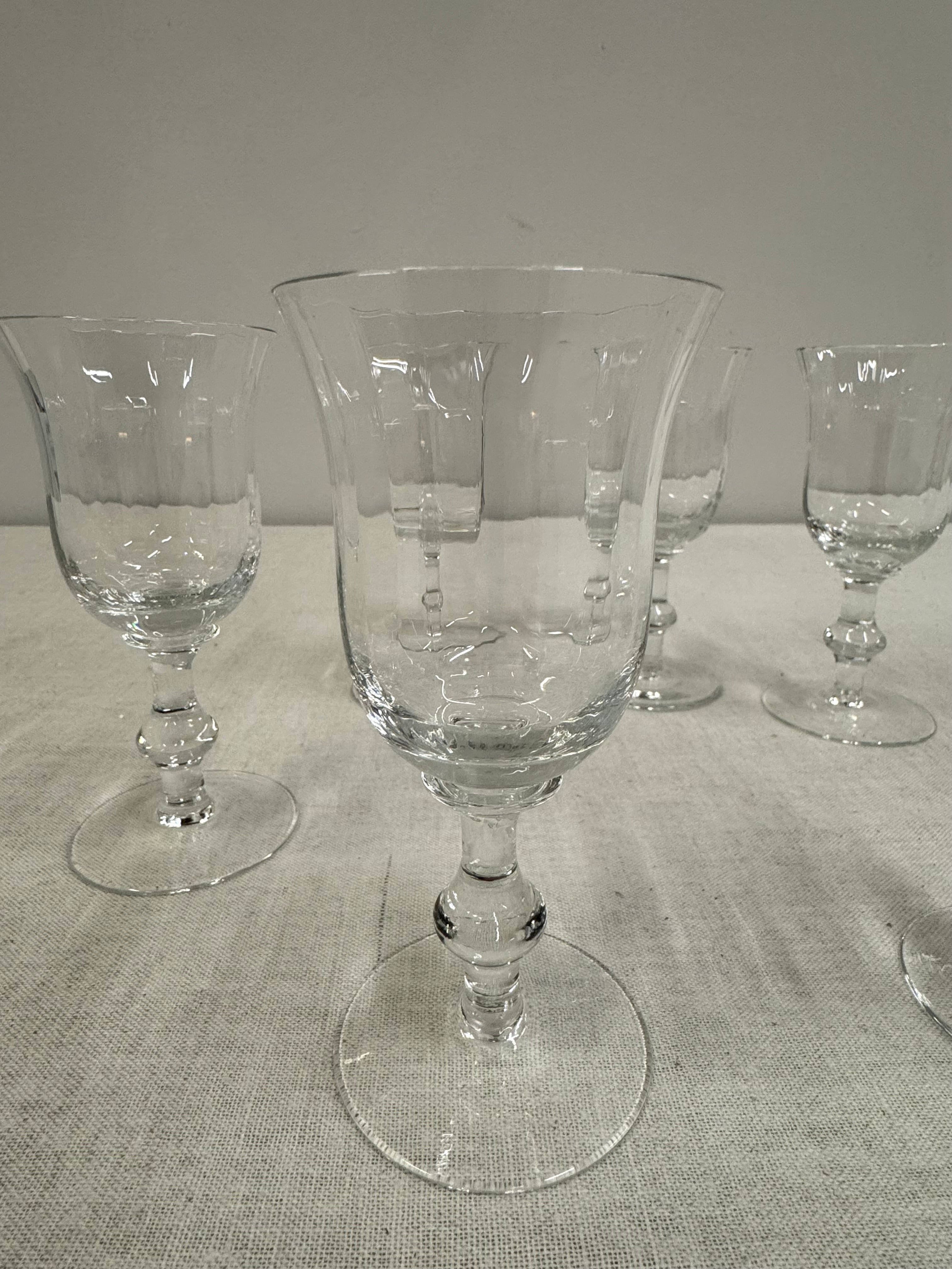 Ribbed Bowl Crystal Wine Glasses Set of 6