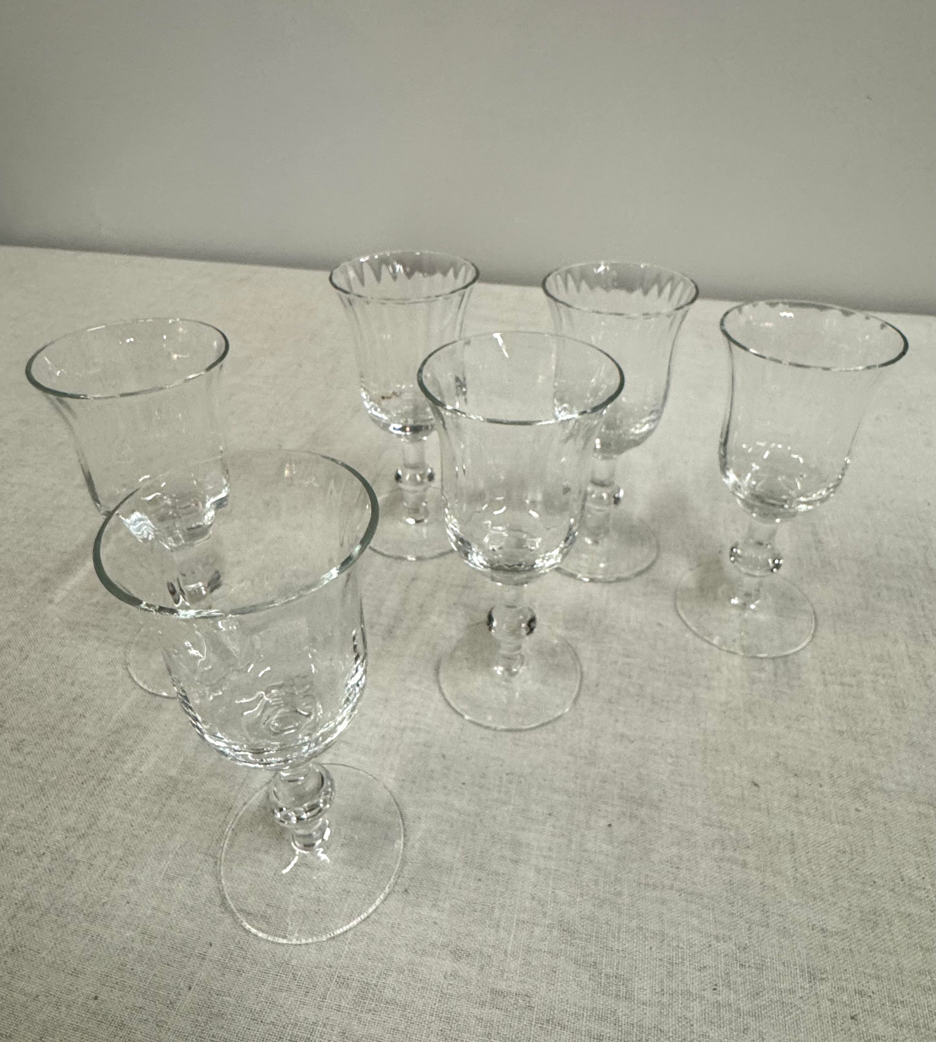 Ribbed Bowl Crystal Wine Glasses Set of 6