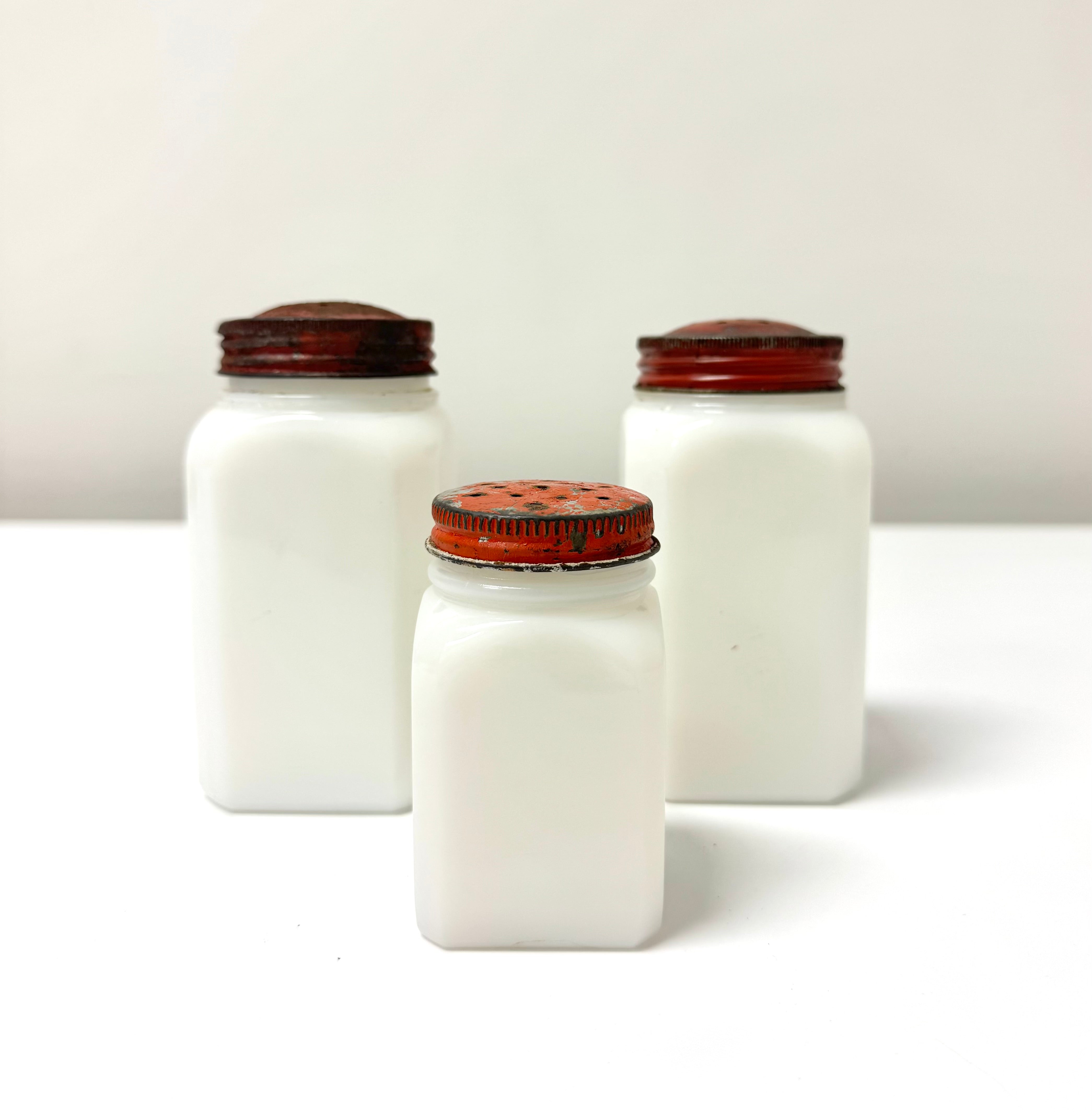 Vintage Milk Glass Shakers Set of 3