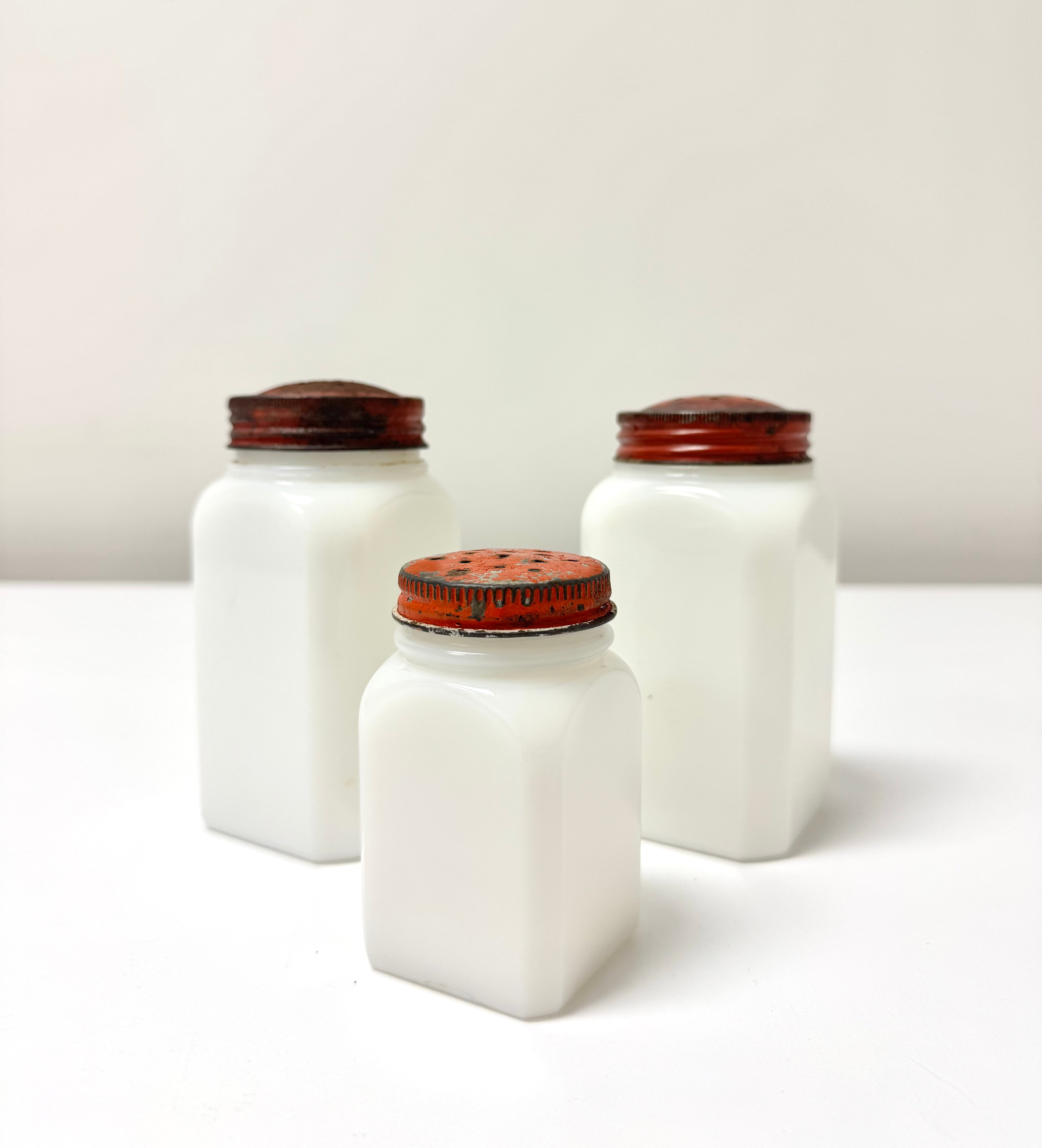 Vintage Milk Glass Shakers Set of 3