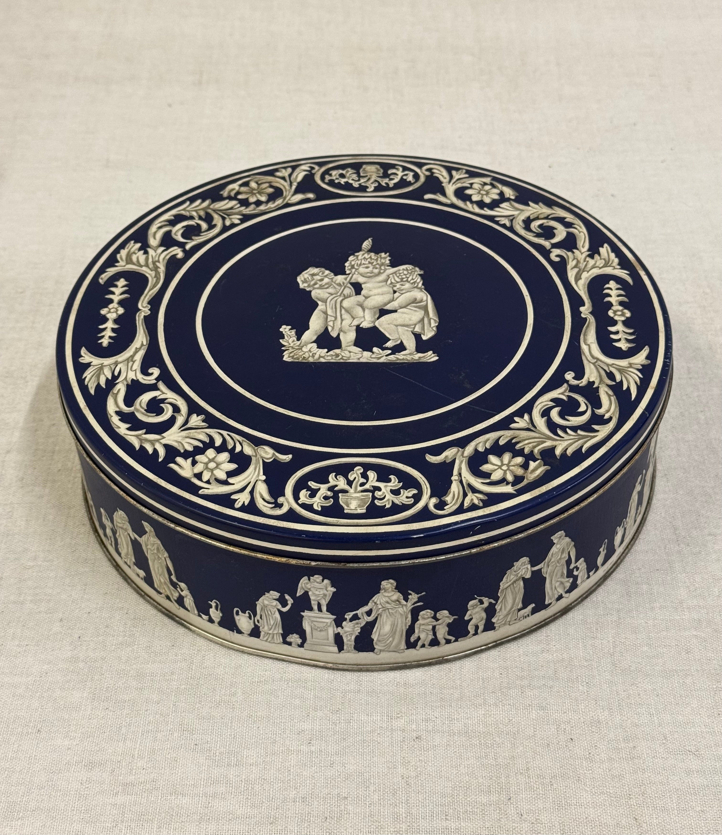 Vintage HUNTLEY & PALMERS Jasperware Biscuit Tin