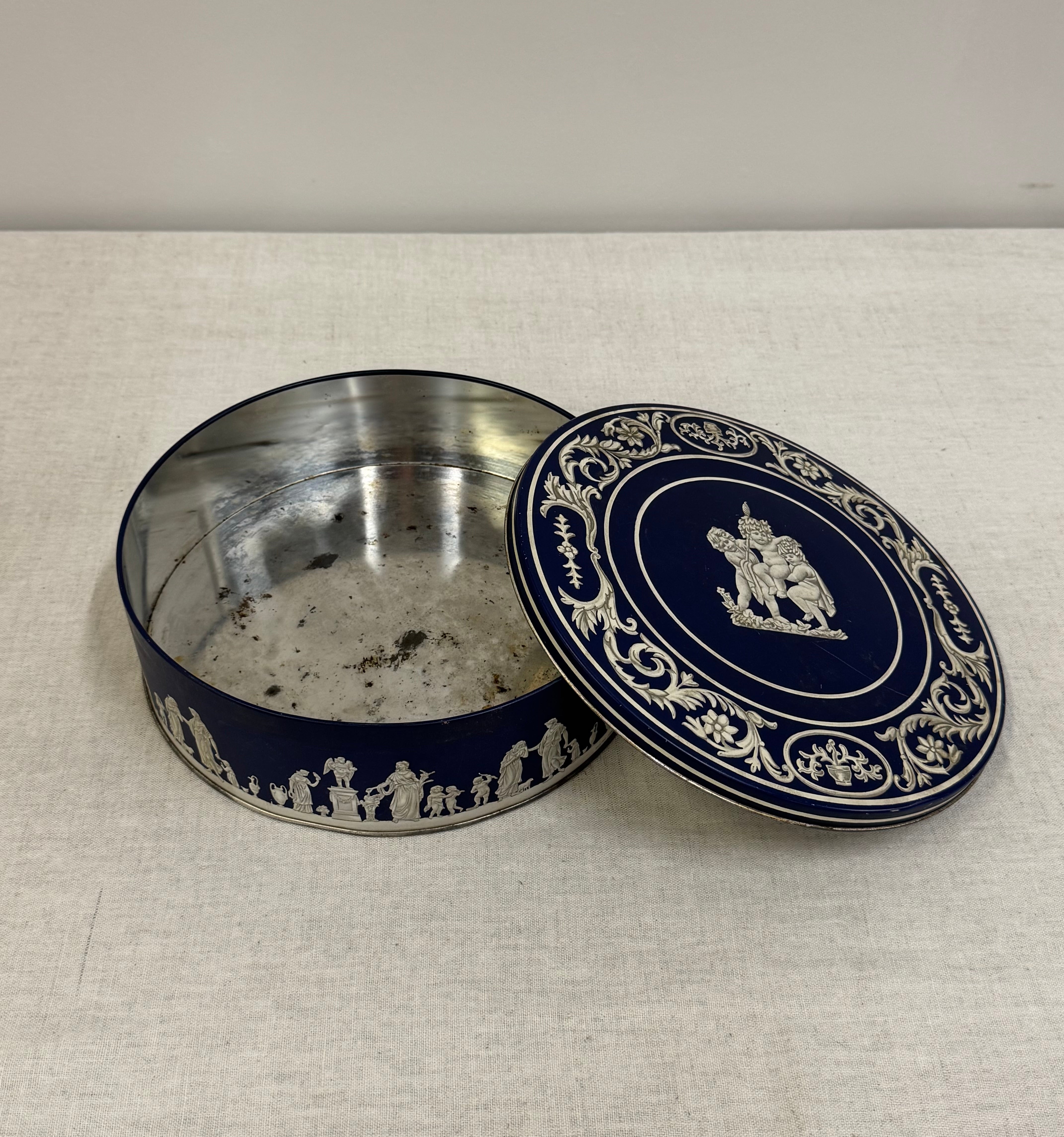 Vintage HUNTLEY & PALMERS Jasperware Biscuit Tin