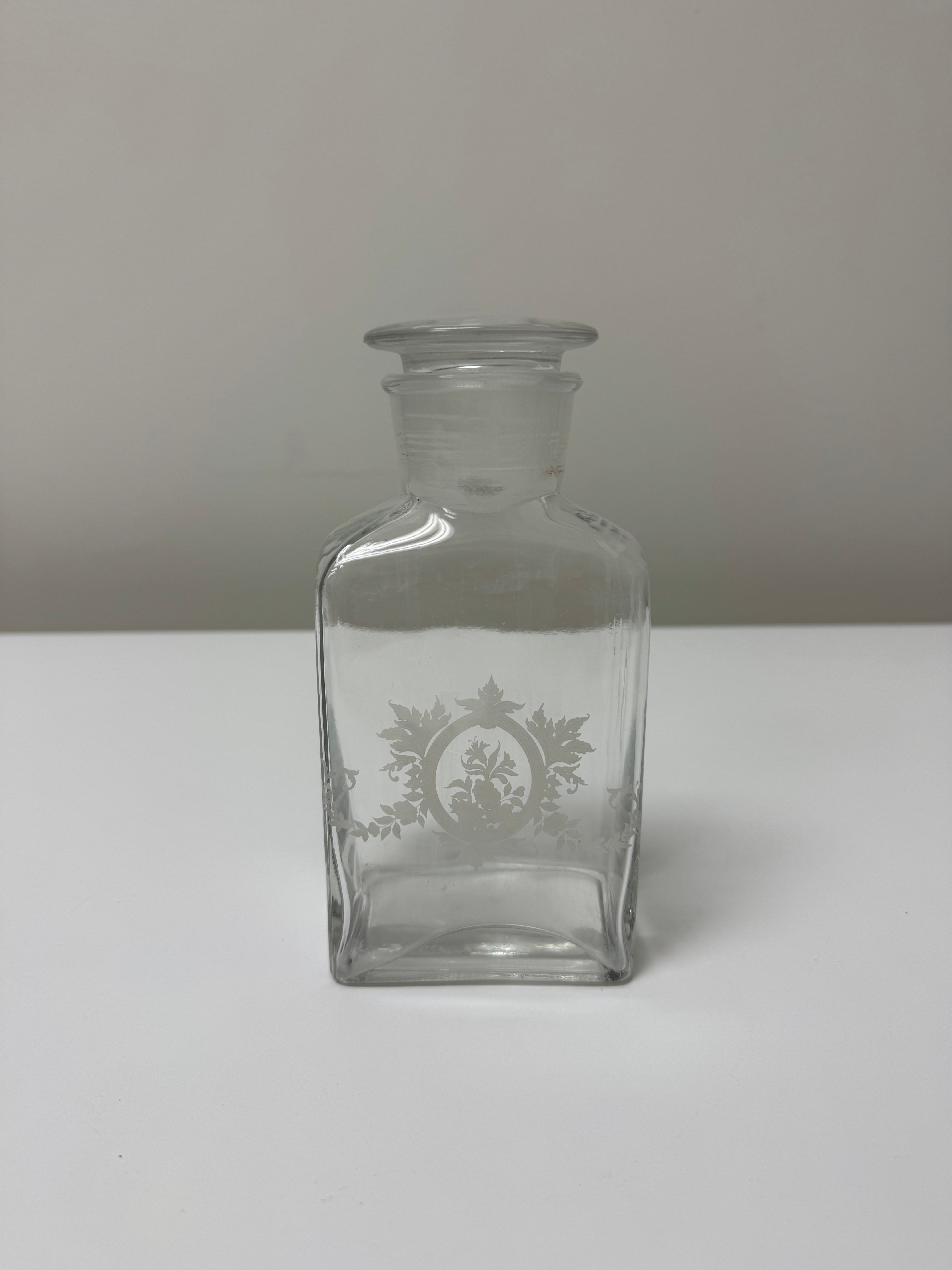 Etched Glass Apothecary Jar