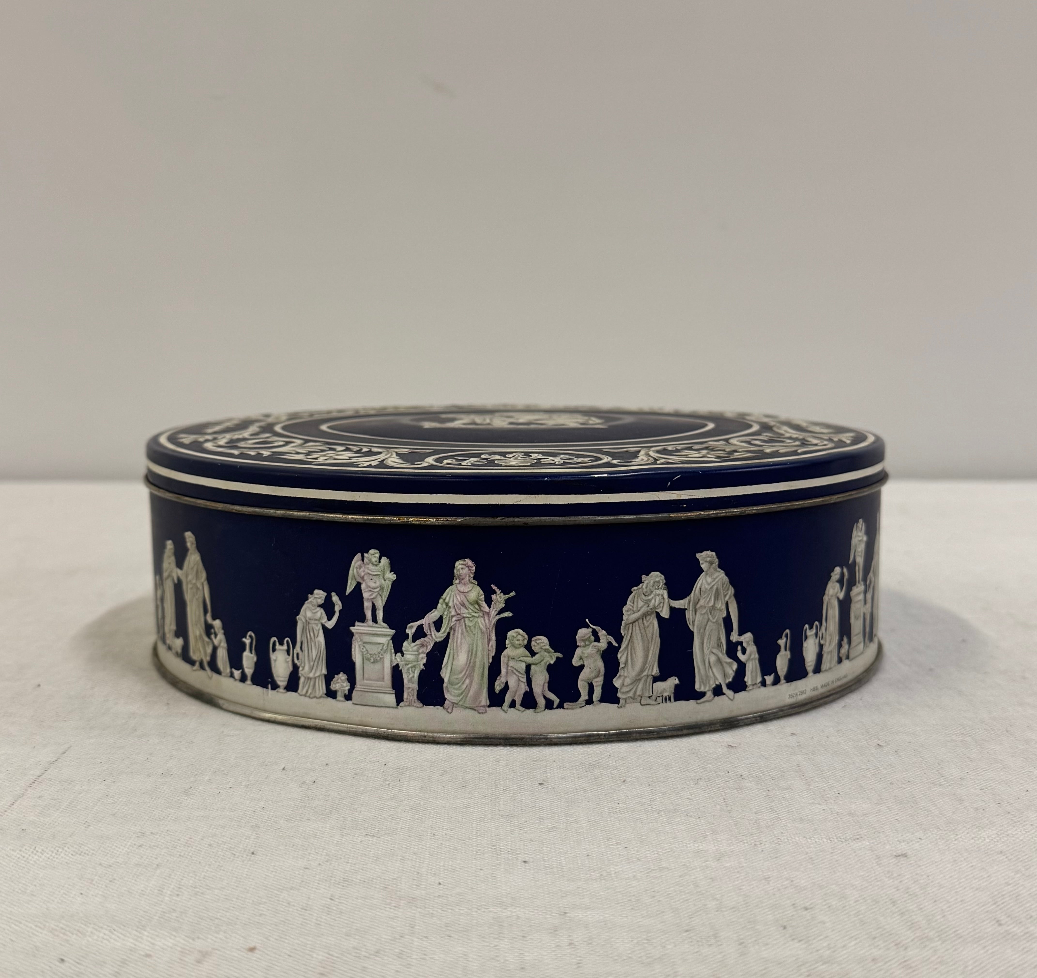 Vintage HUNTLEY & PALMERS Jasperware Biscuit Tin