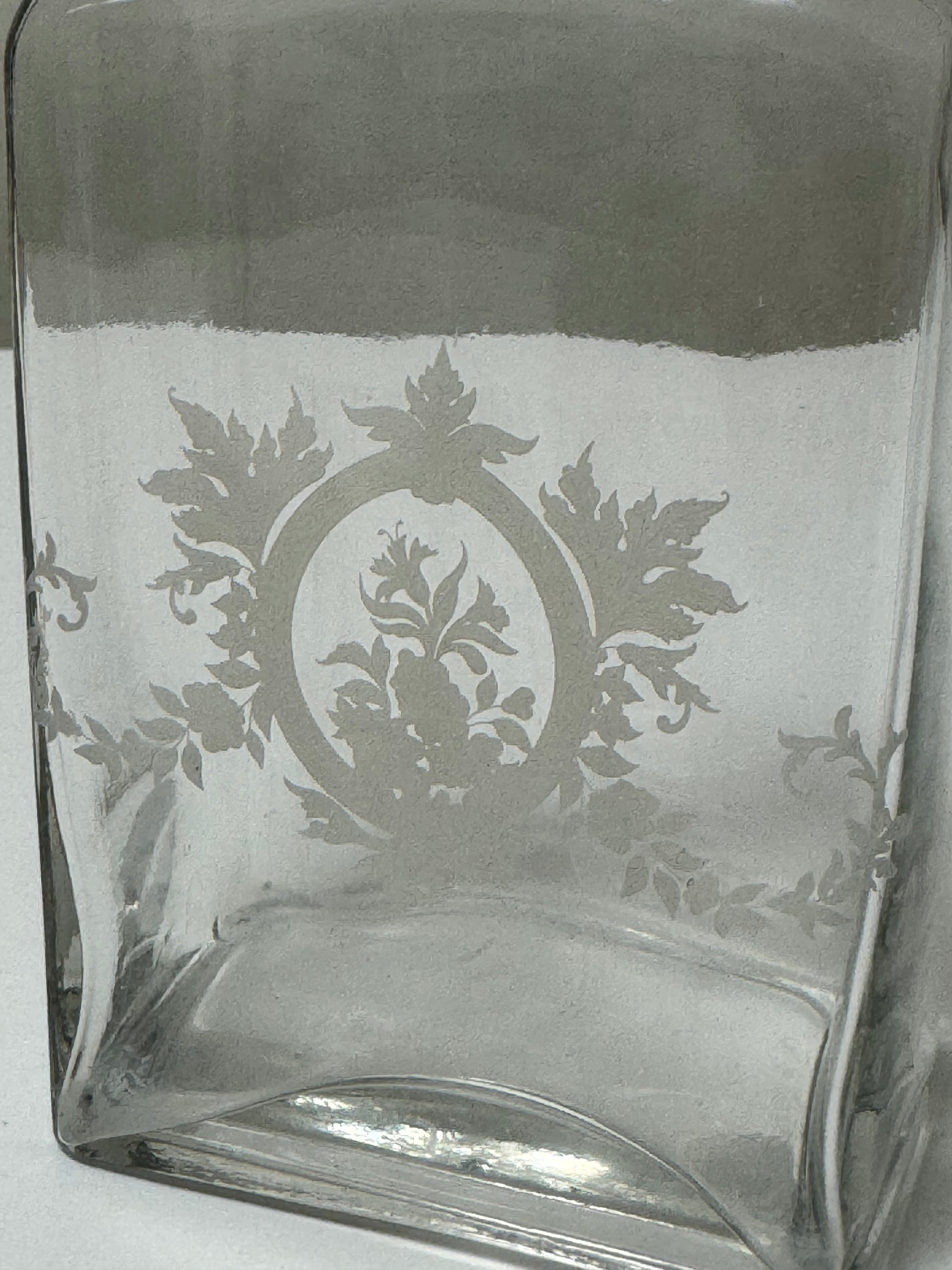Etched Glass Apothecary Jar