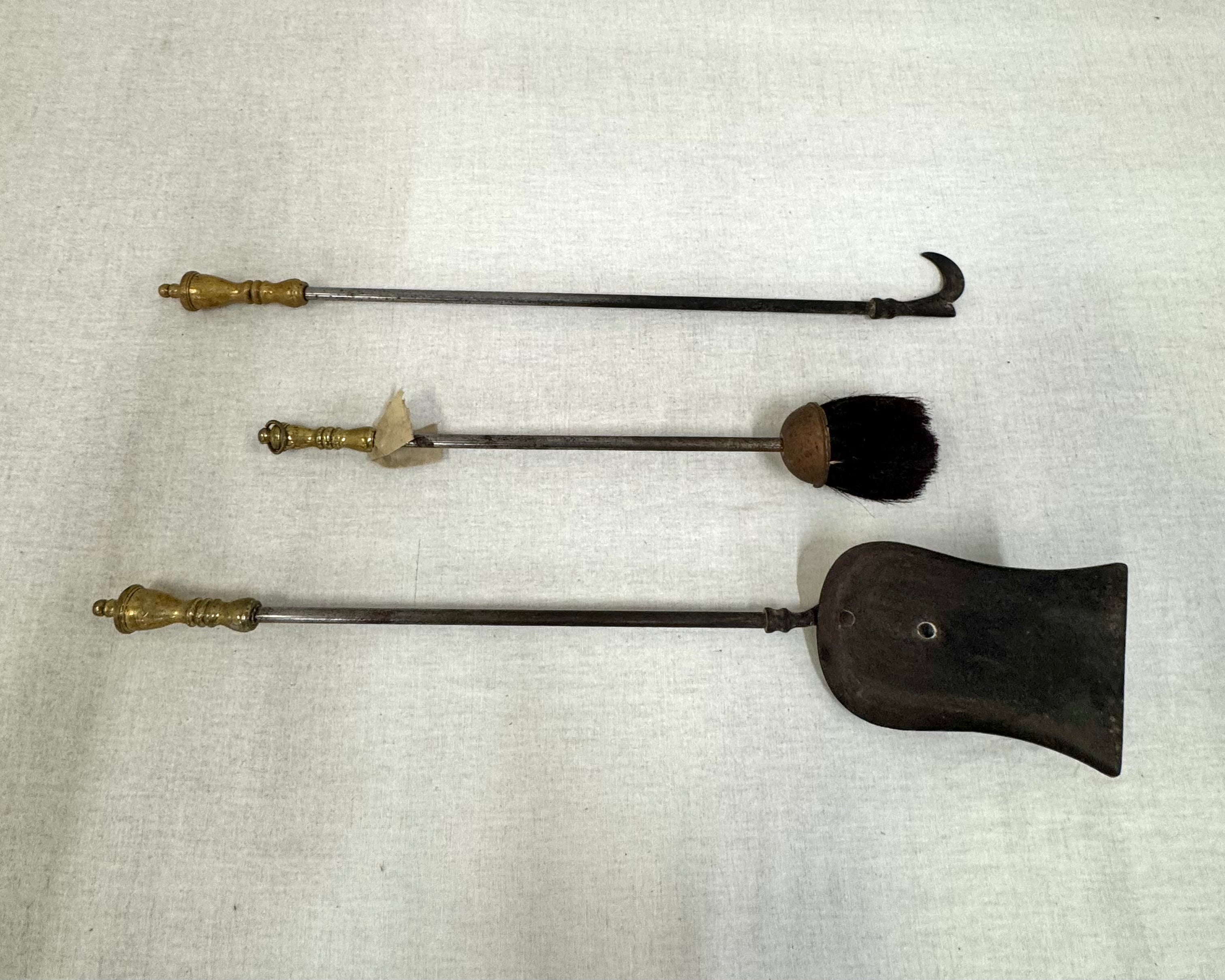 Vintage Aged Brass Fireplace Set