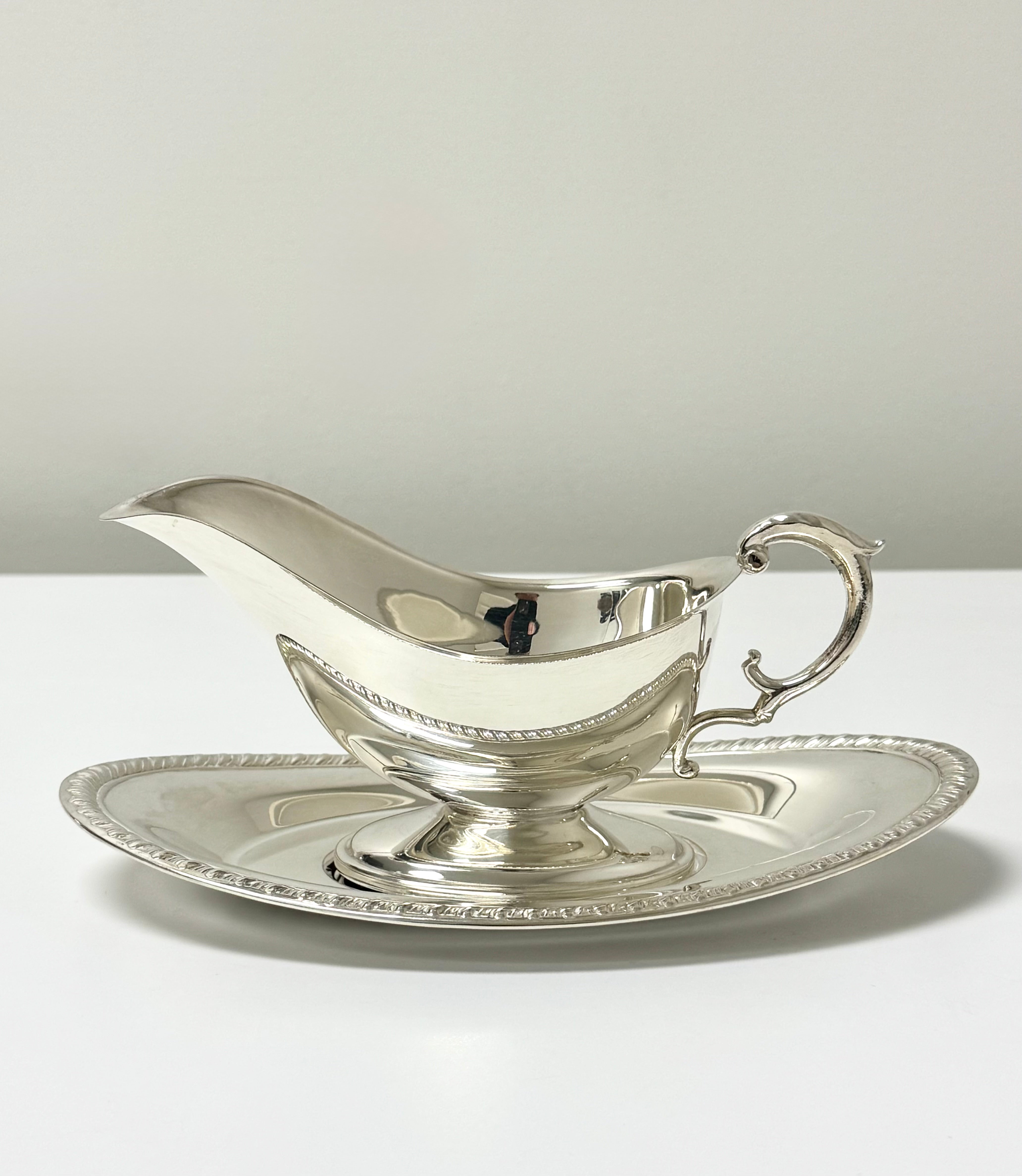 Vintage Silverplate Sauce Boat with Plate