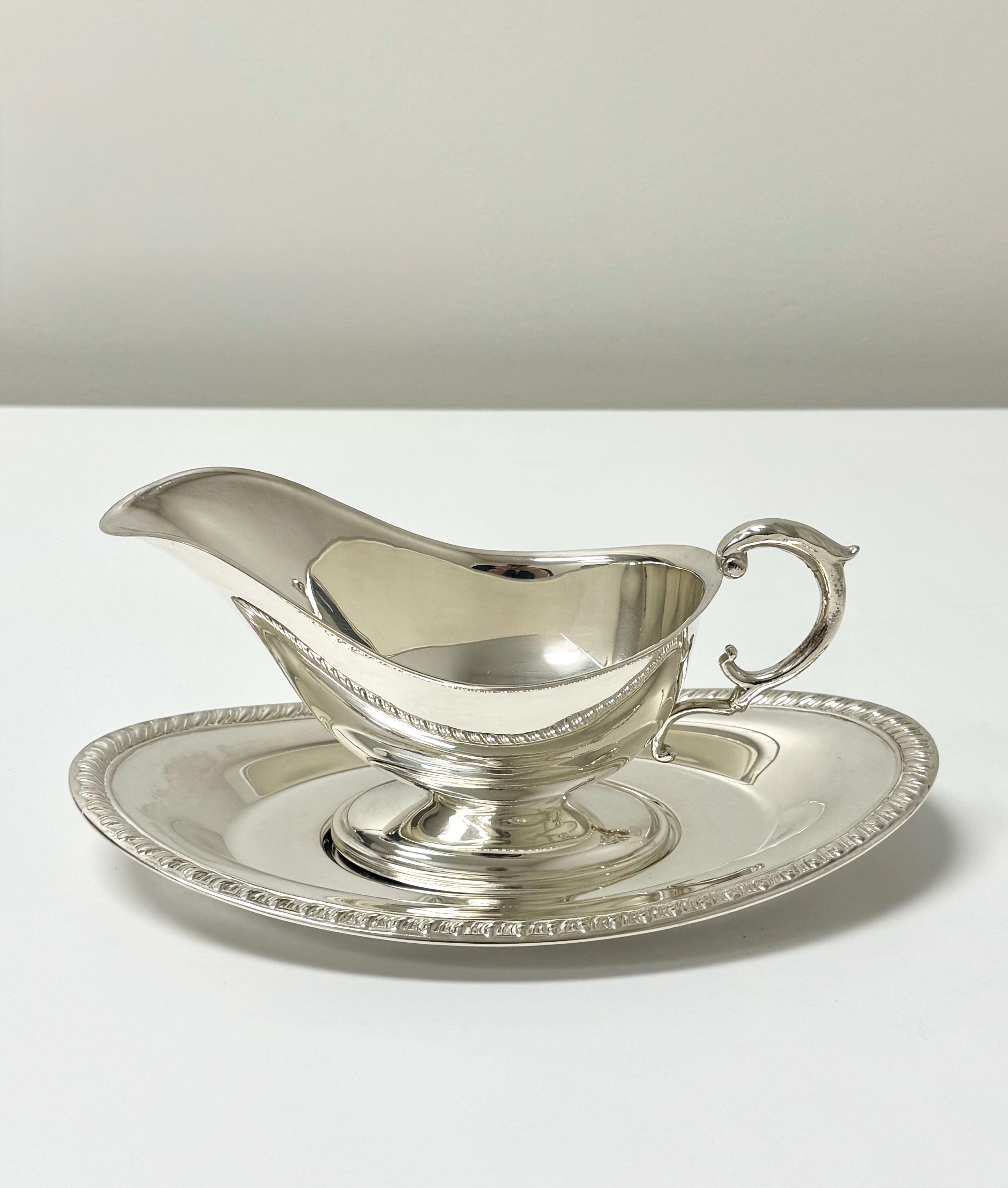 Vintage Silverplate Sauce Boat with Plate