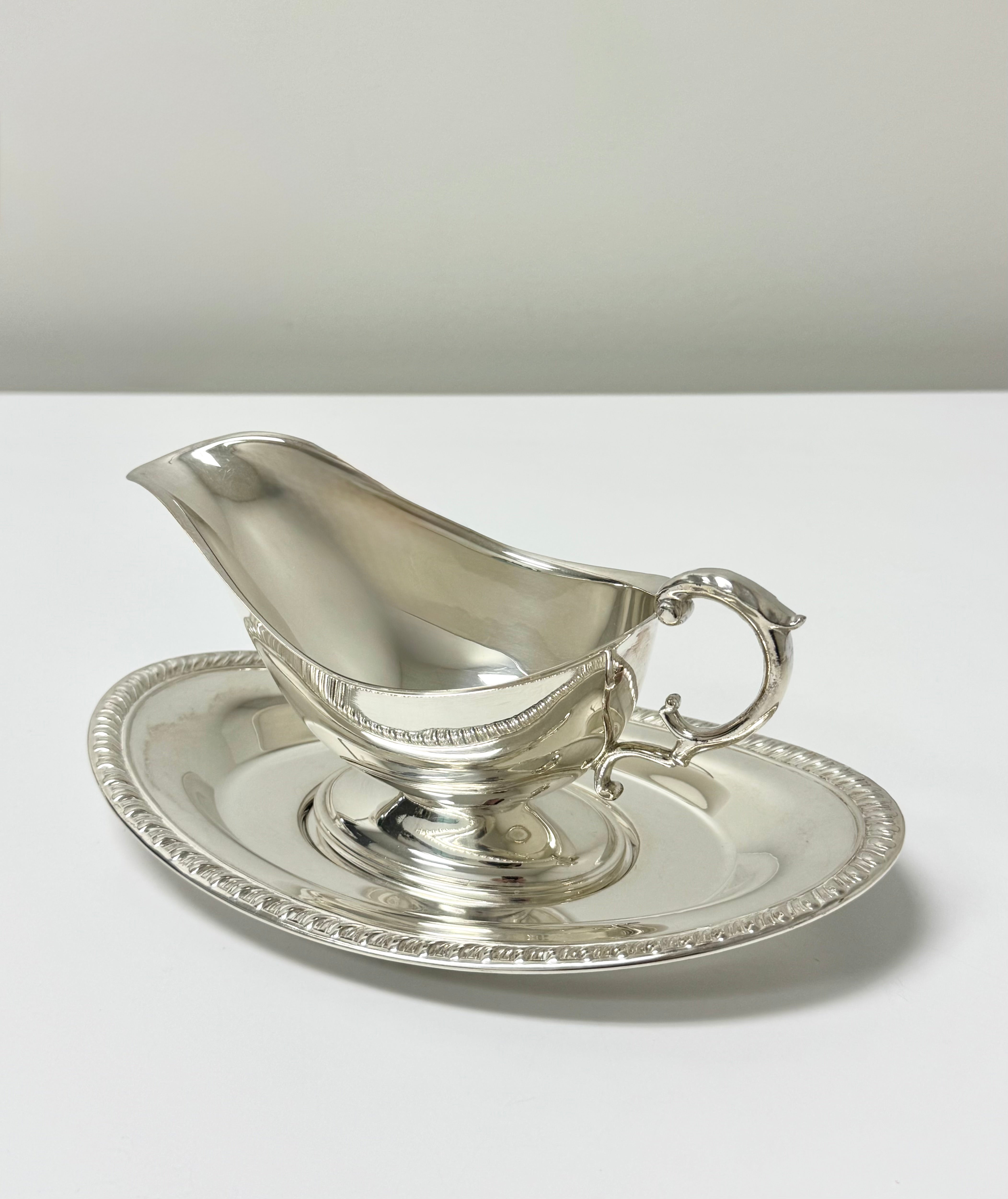 Vintage Silverplate Sauce Boat with Plate