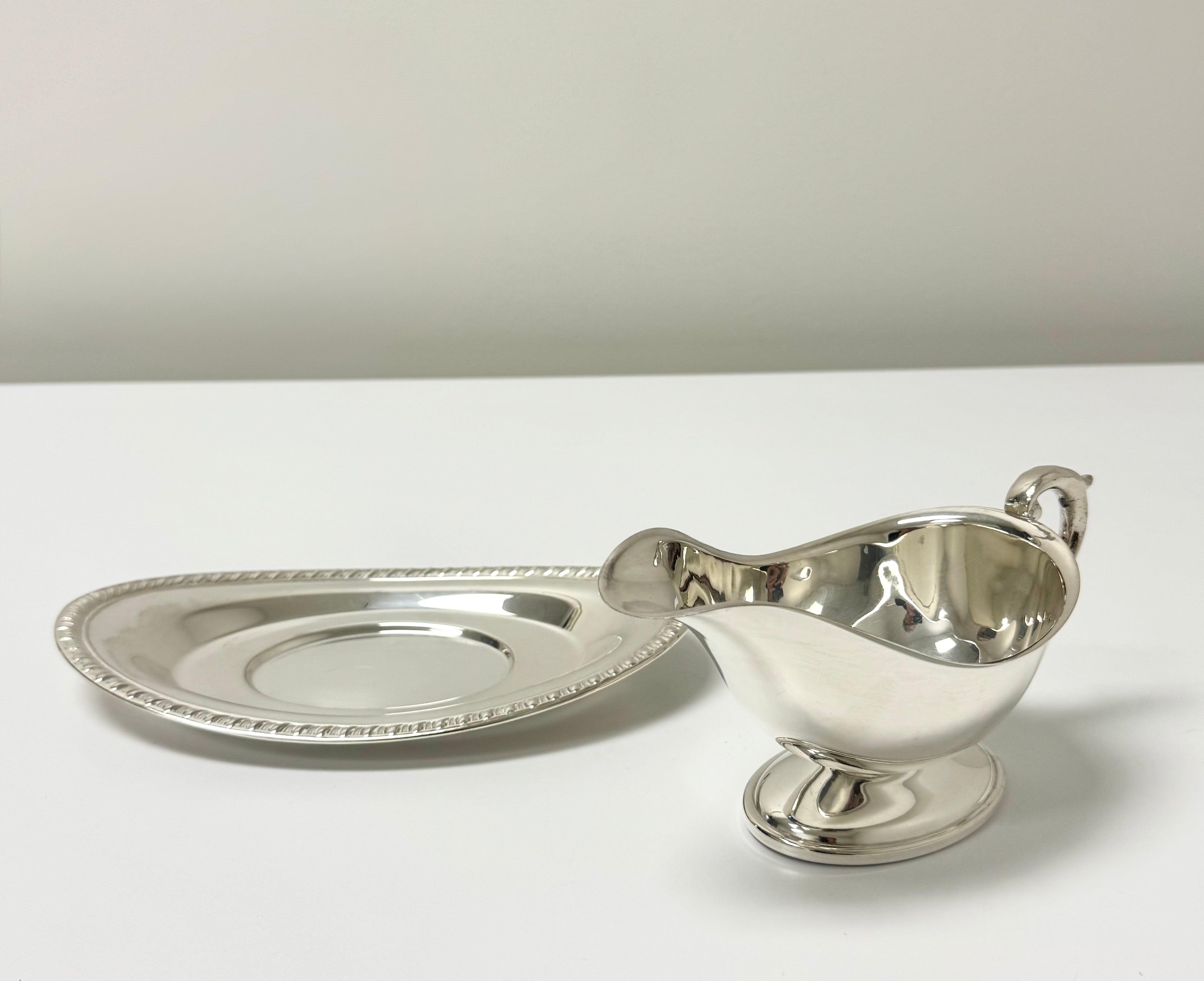 Vintage Silverplate Sauce Boat with Plate