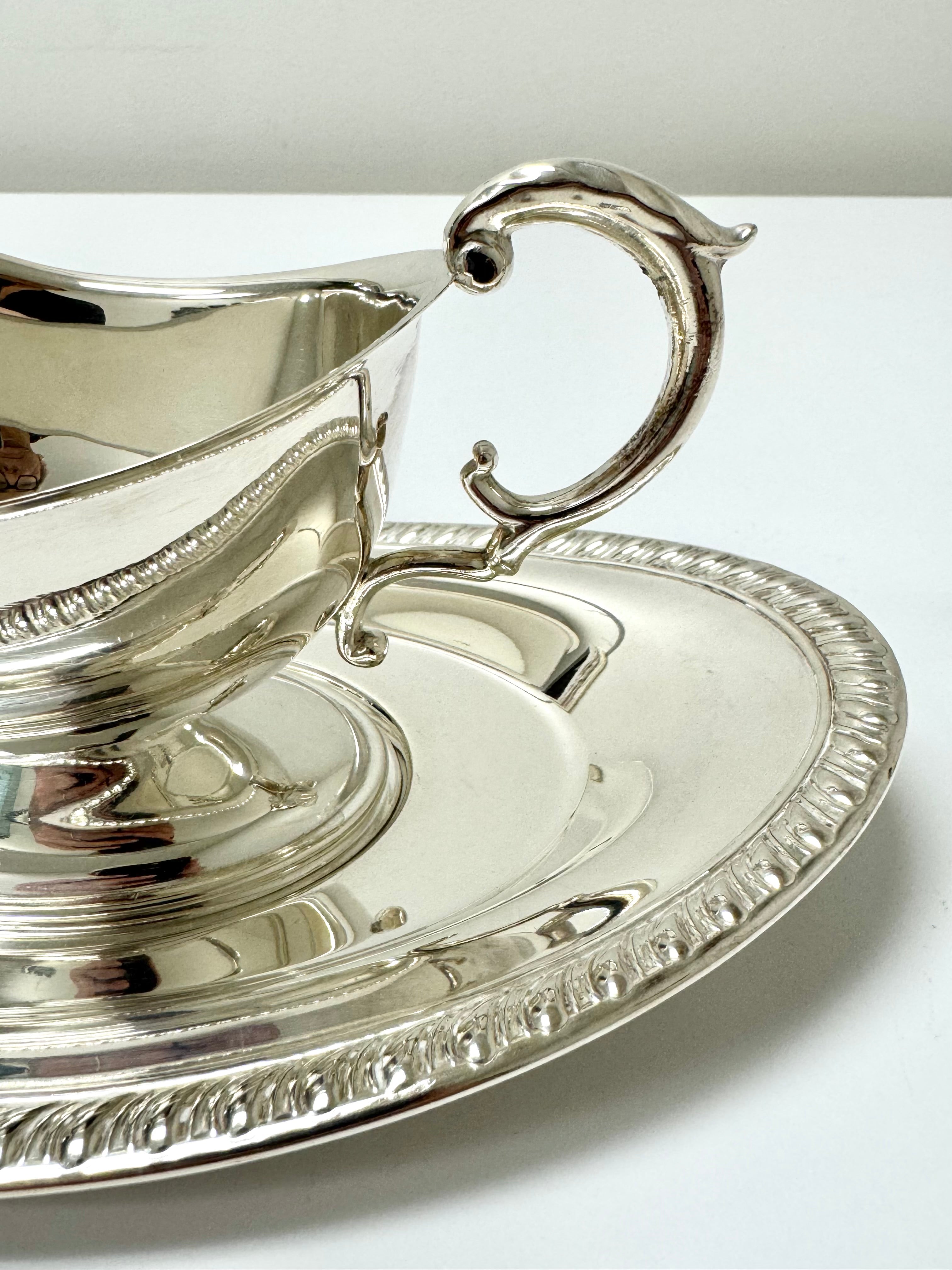 Vintage Silverplate Sauce Boat with Plate