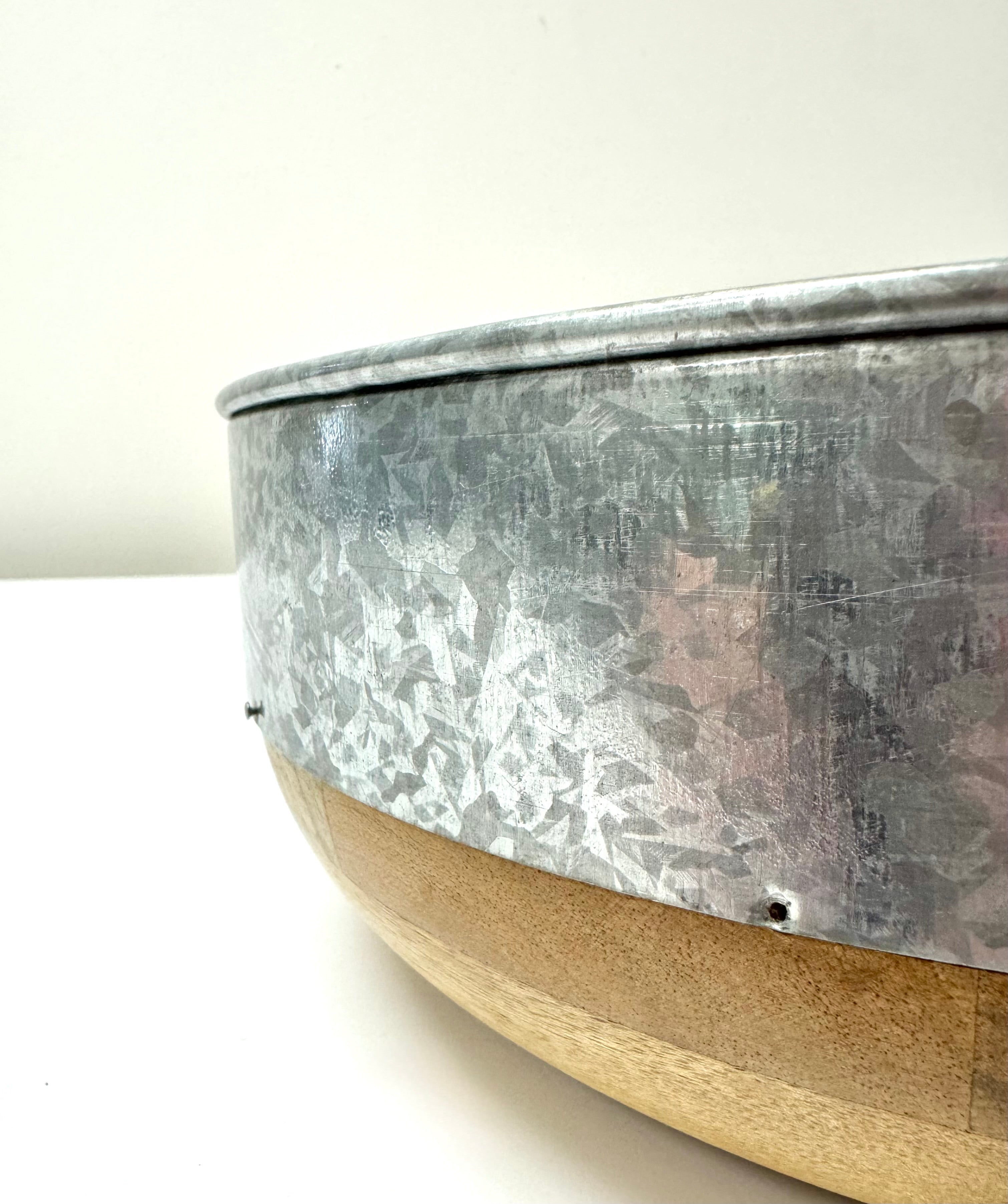 NORDSTROM HOME Galvanized Steel & Wood Bowl