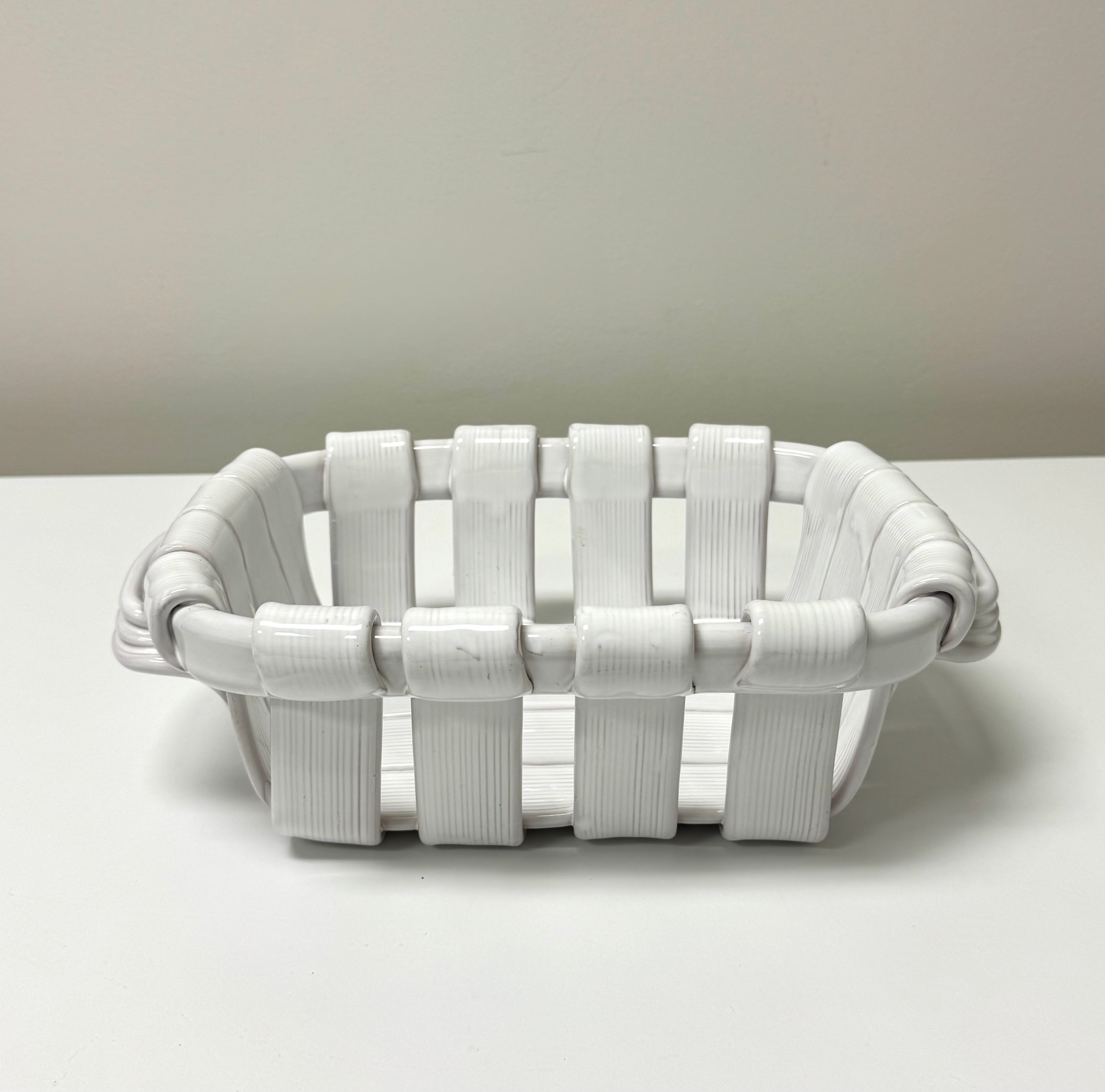 TADINATE ITALY White Woven Ceramic Basket