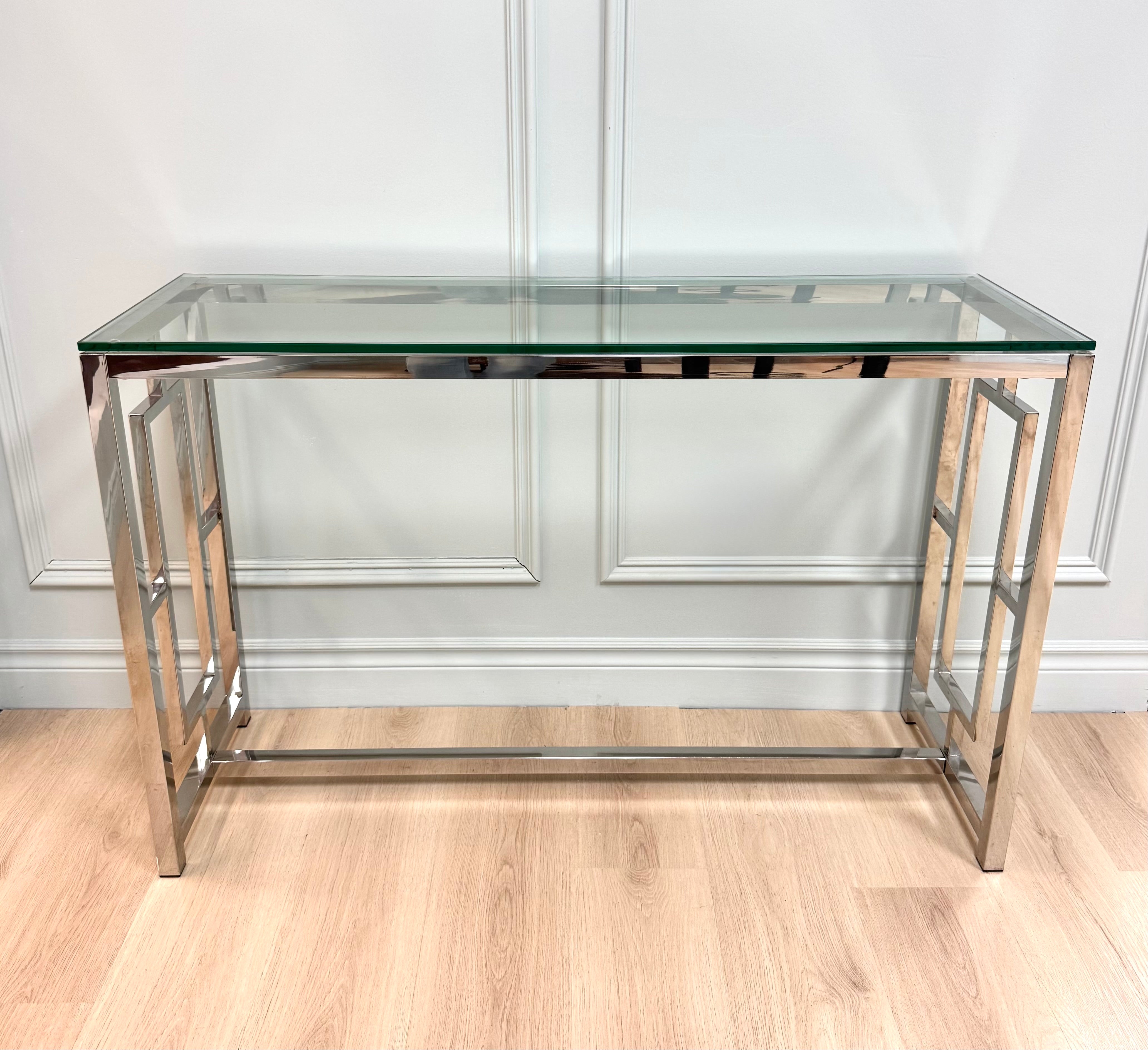 Polished Chrome Geometric Console