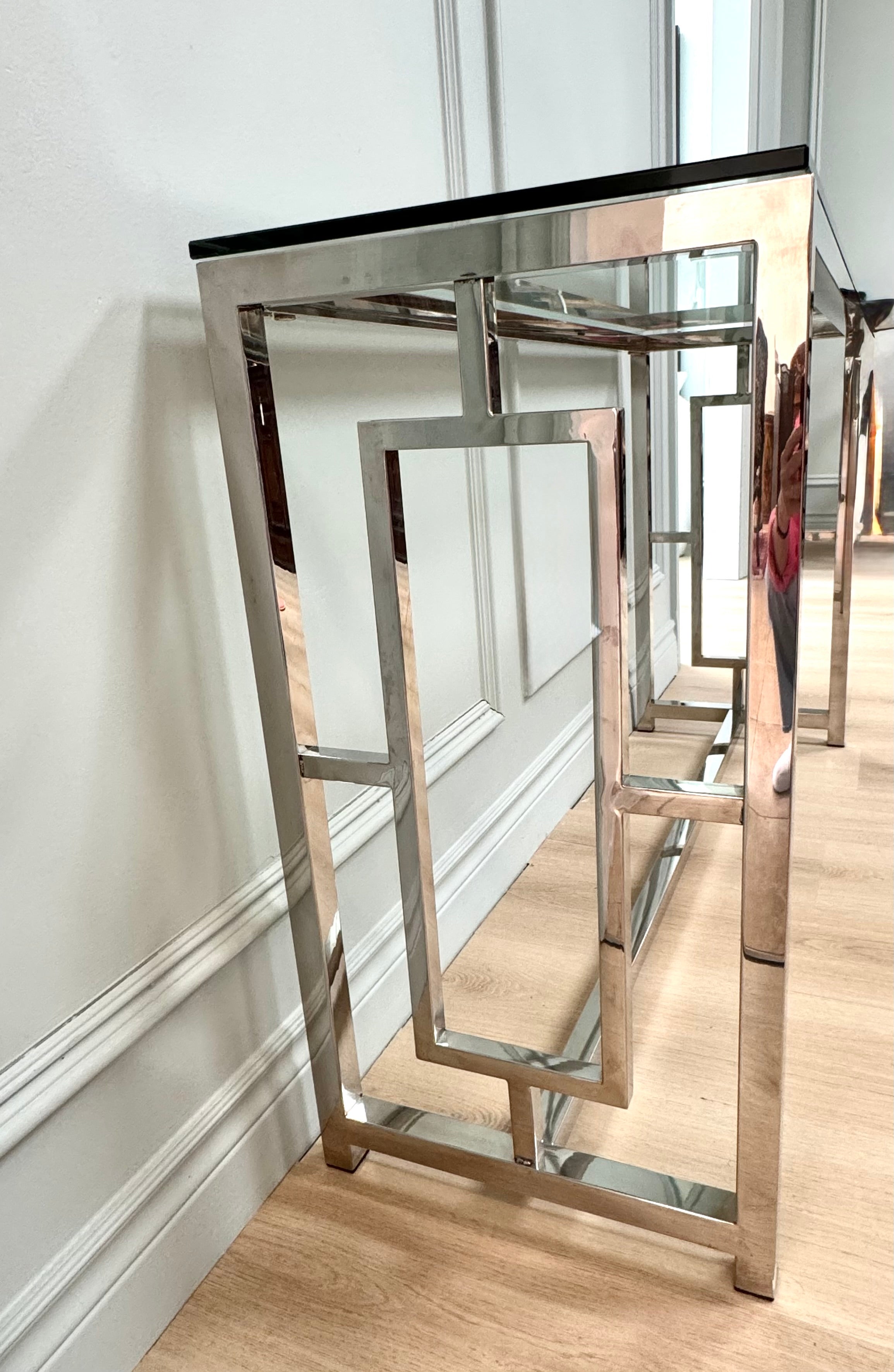 Polished Chrome Geometric Console