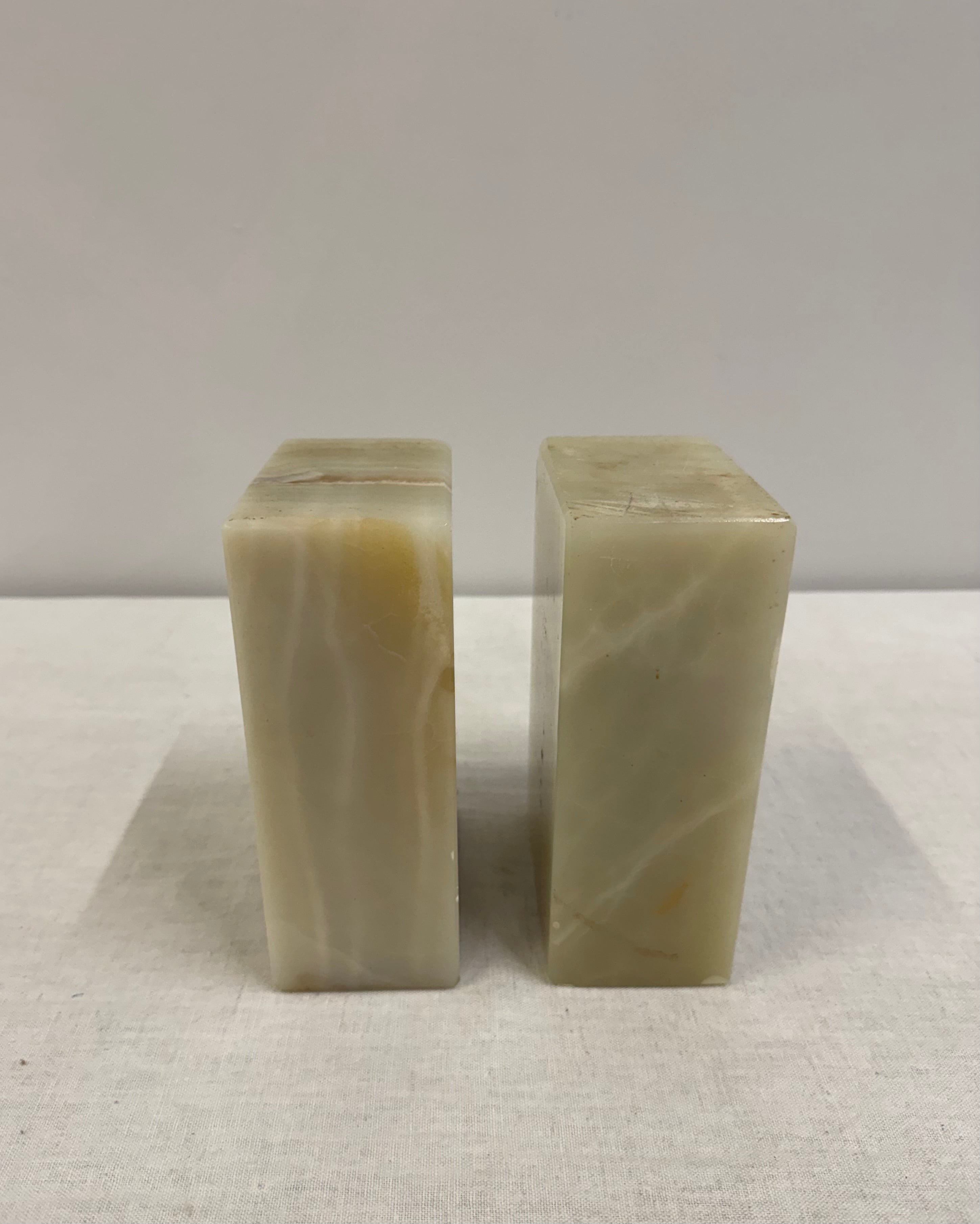 Solid Green Onyx Block Bookends Set of 2