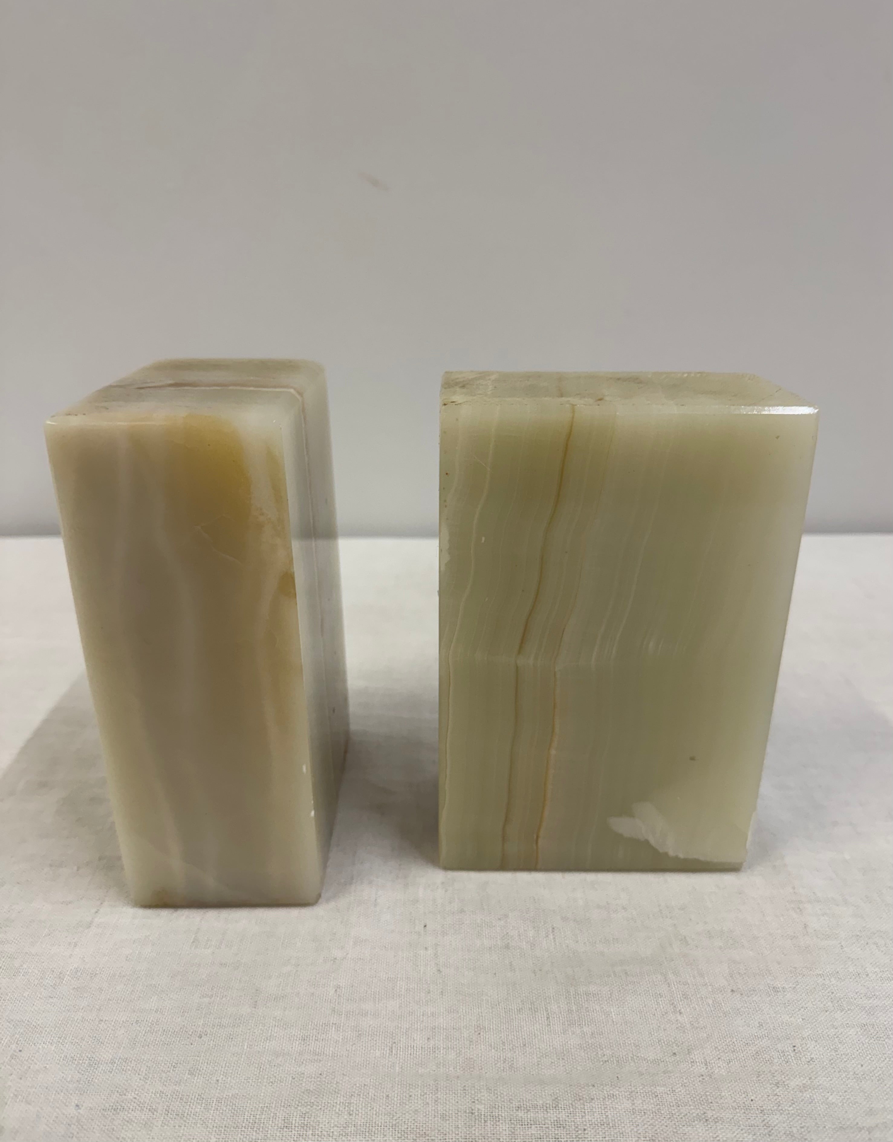 Solid Green Onyx Block Bookends Set of 2