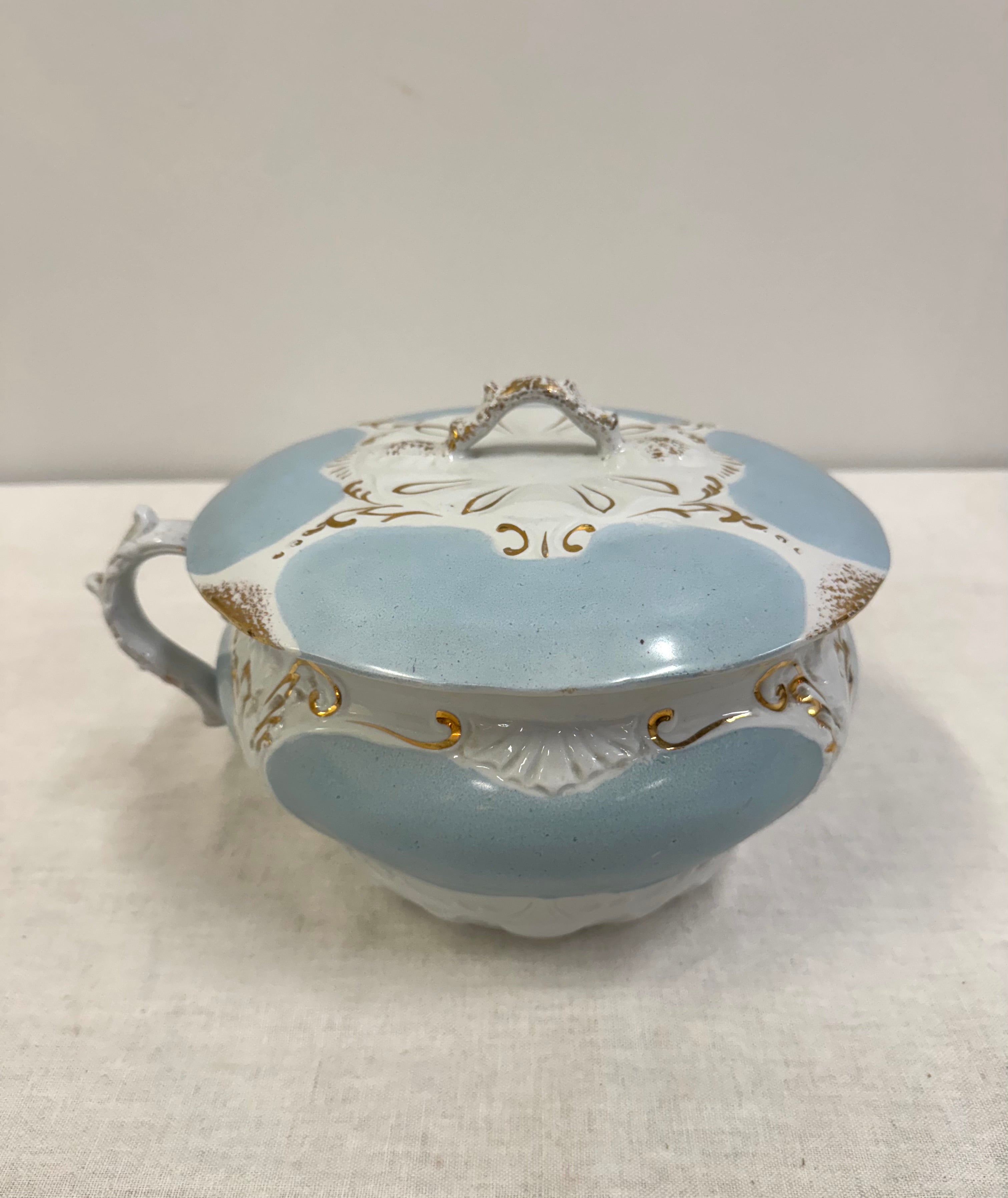 Vintage Light Blue Chamberpot with Lid