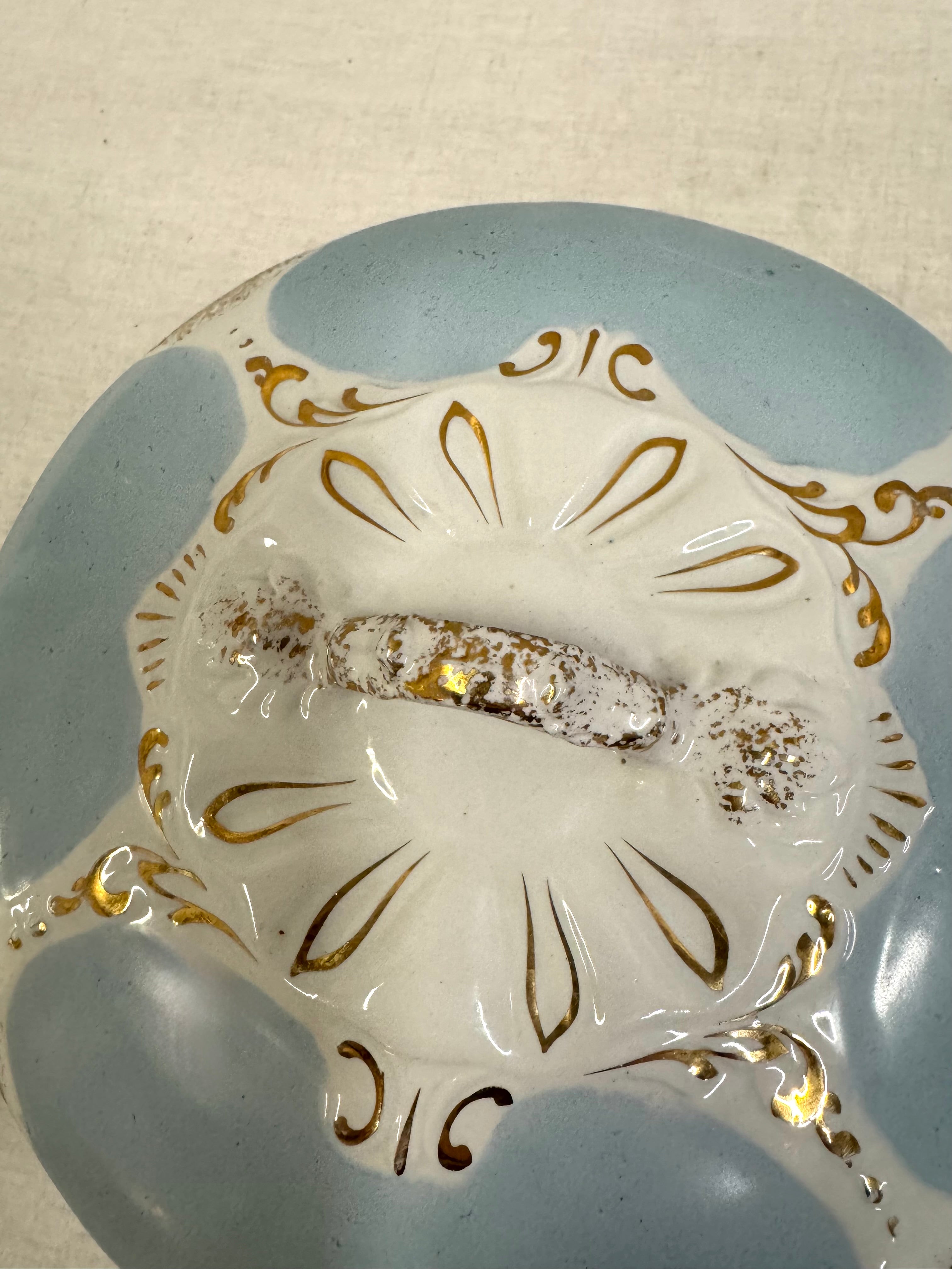 Vintage Light Blue Chamberpot with Lid