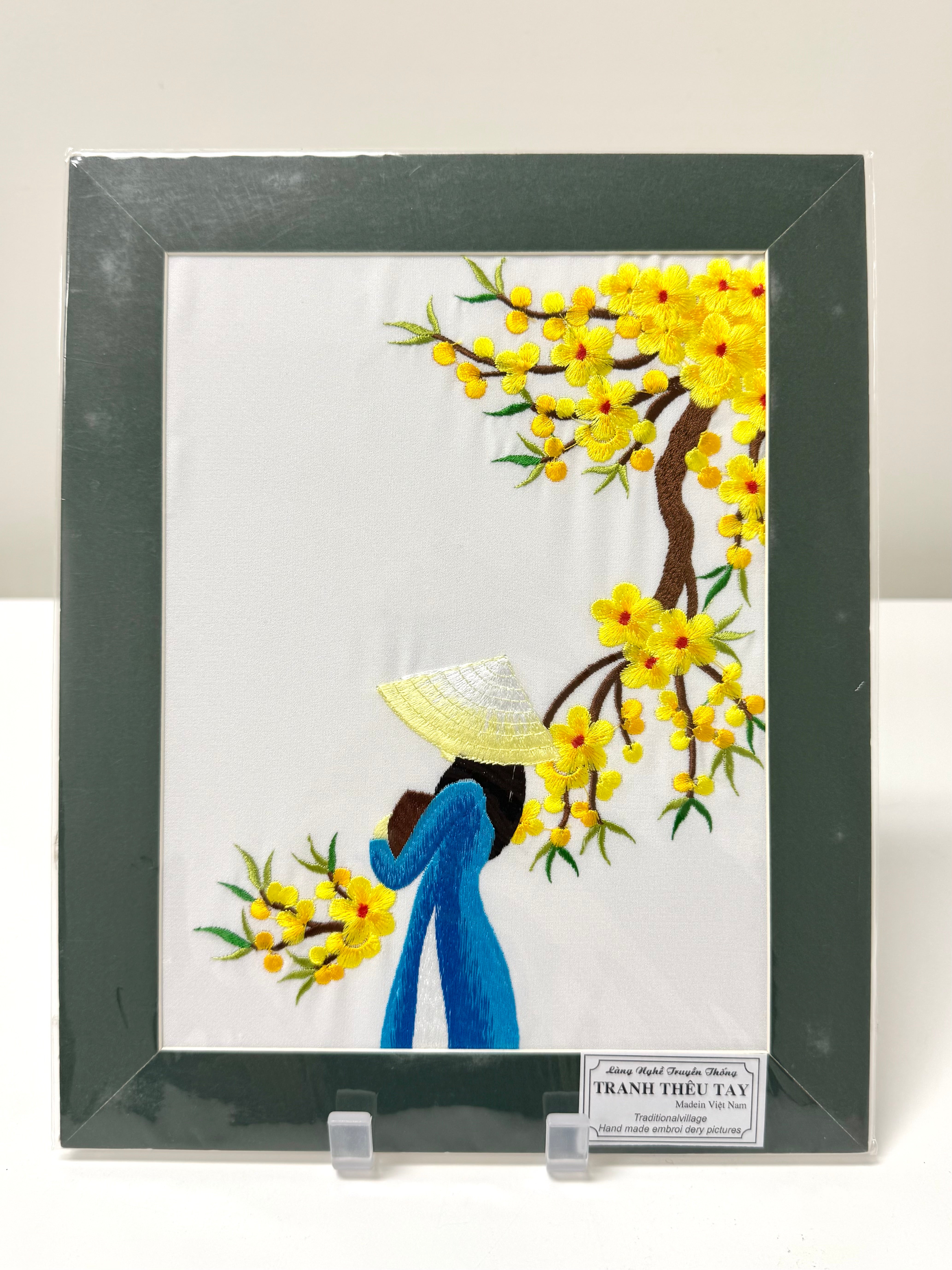 Vietnamese Silk Embroidery 'Lady Under Apricot Tree'